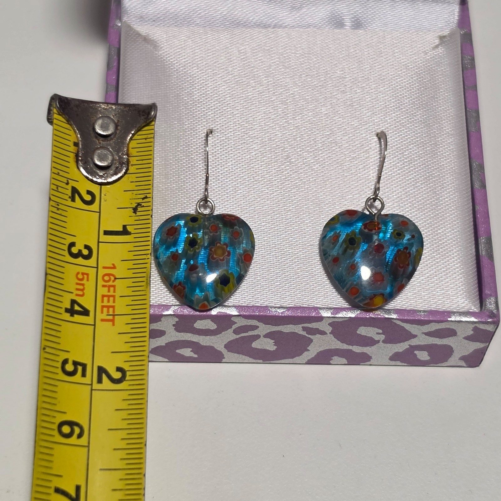 Vintage sterling silver Blue Multi Drop Earrings.b5 image 4