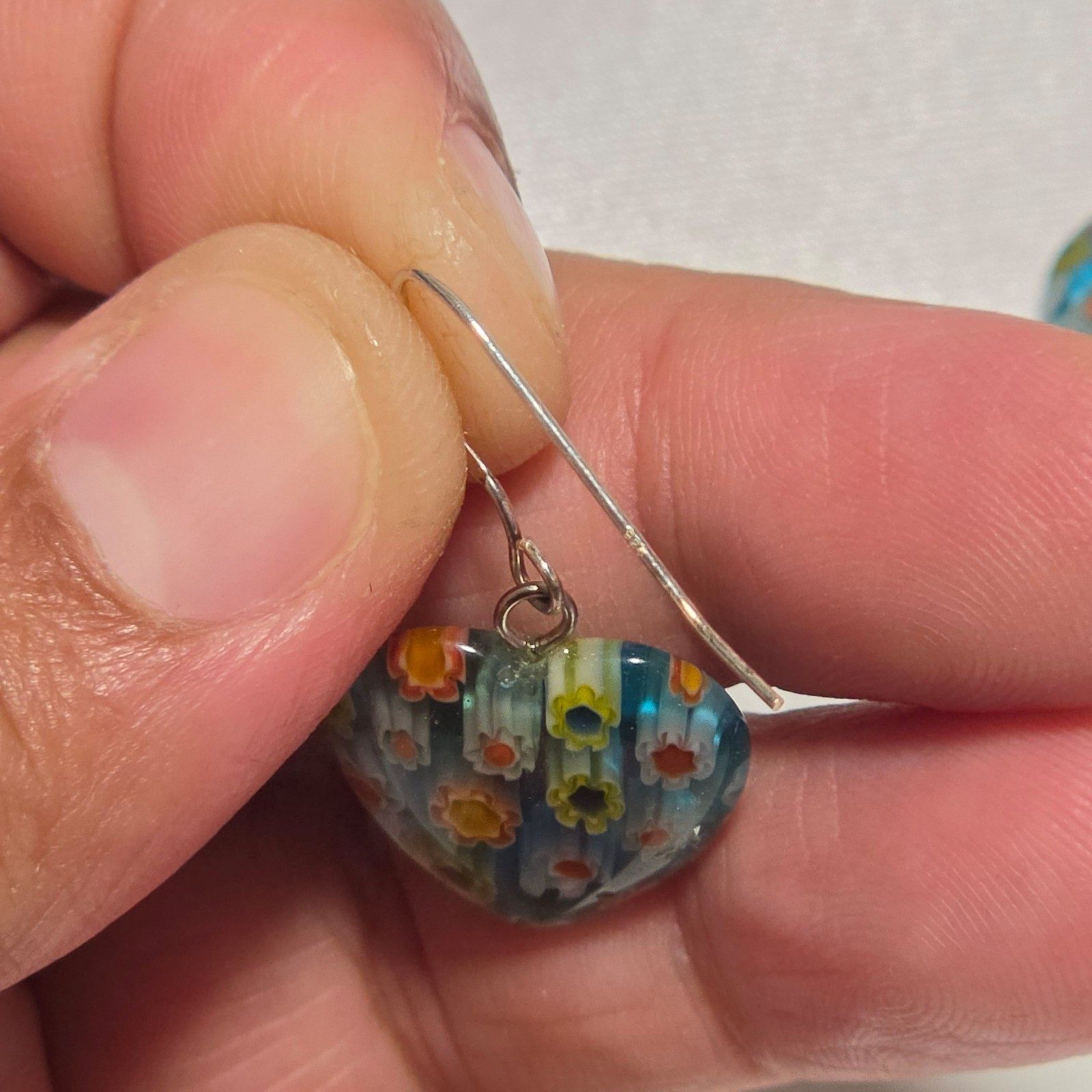 Vintage sterling silver Blue Multi Drop Earrings.b5 image 5