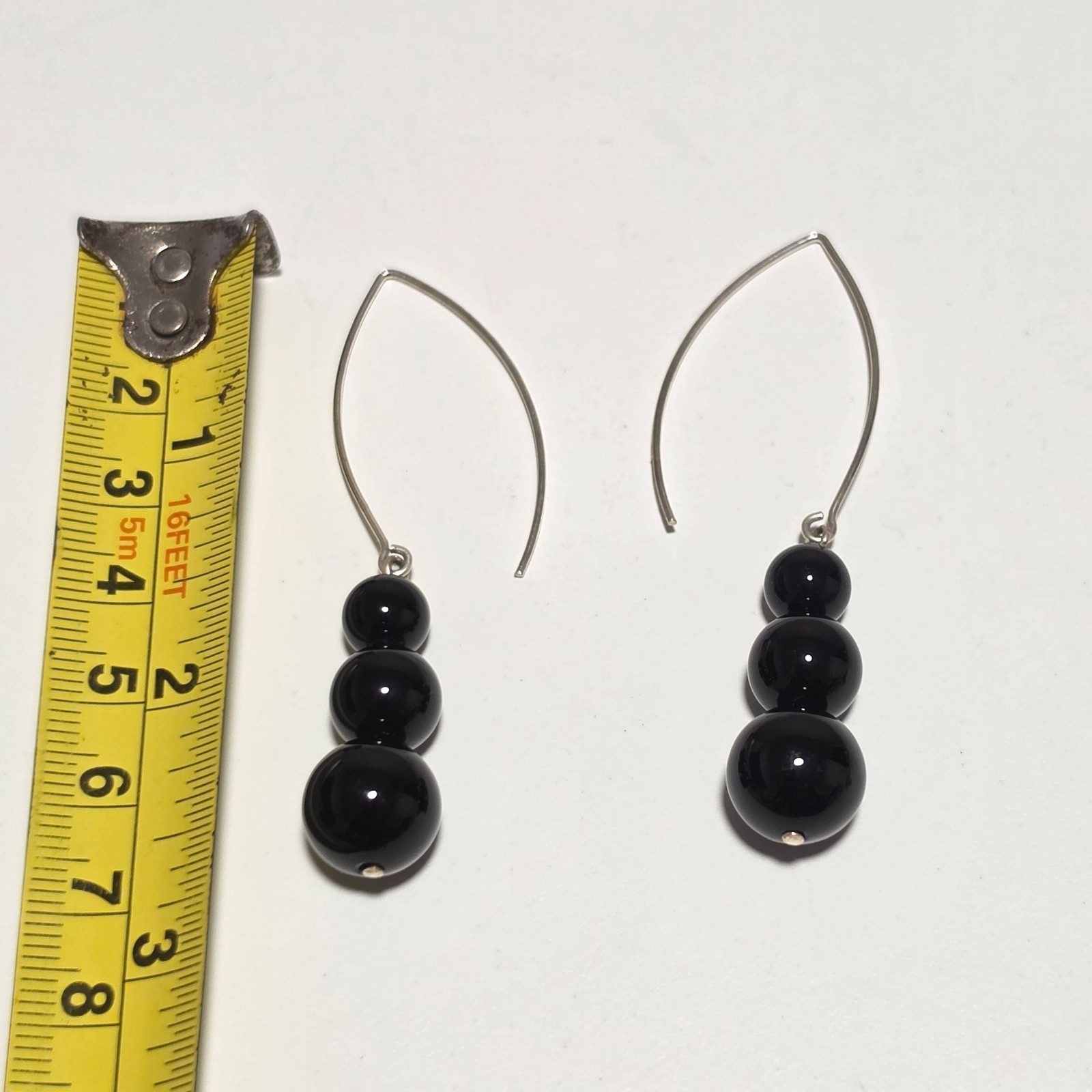 925 Black Beaded Silver Hook Earrings.b5 image 3