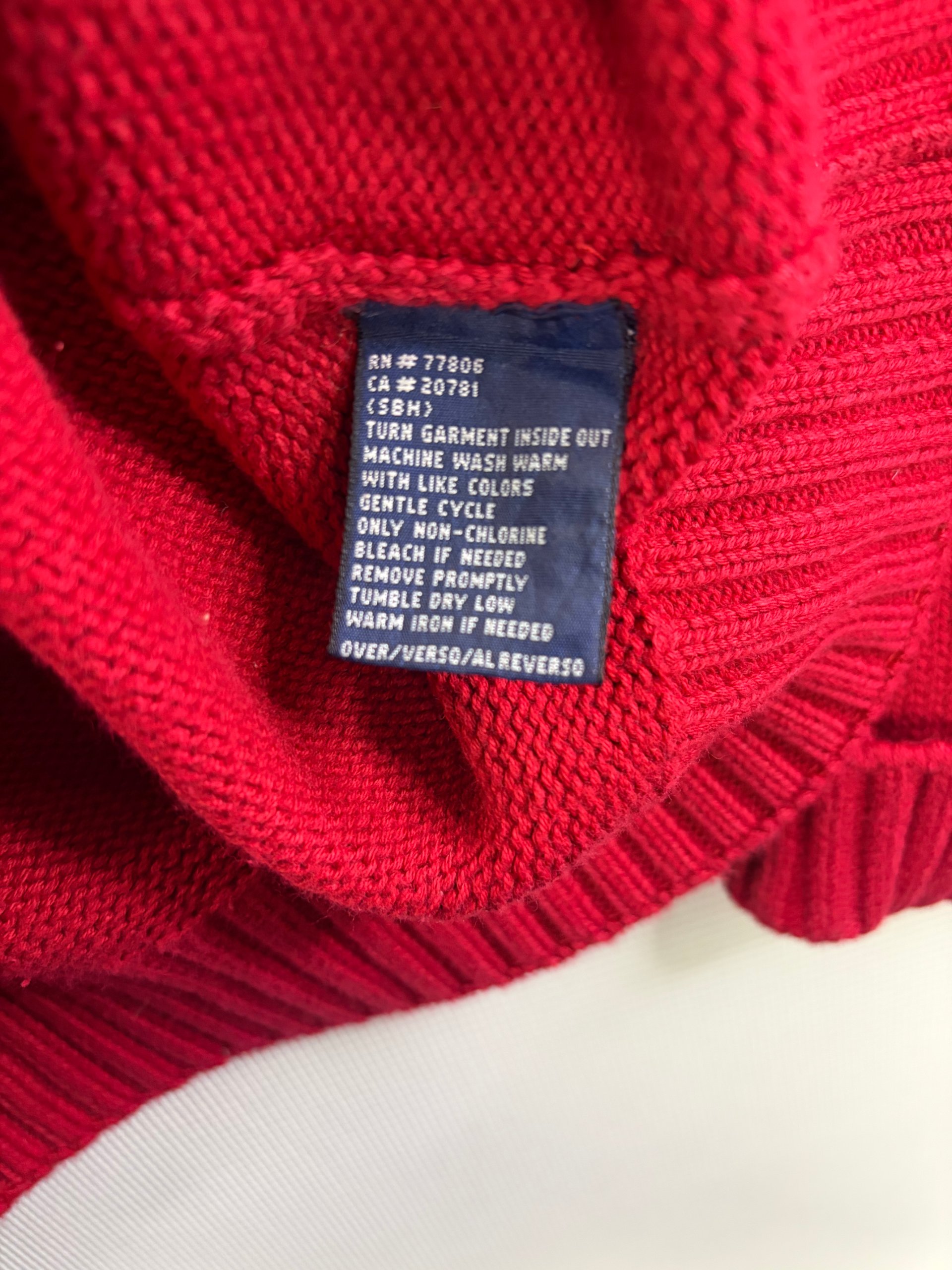 Classic Tommy Hilfiger Heavy Knit Jumper Red Relaxed Mens Size S Vintage Crest Old Money image 7