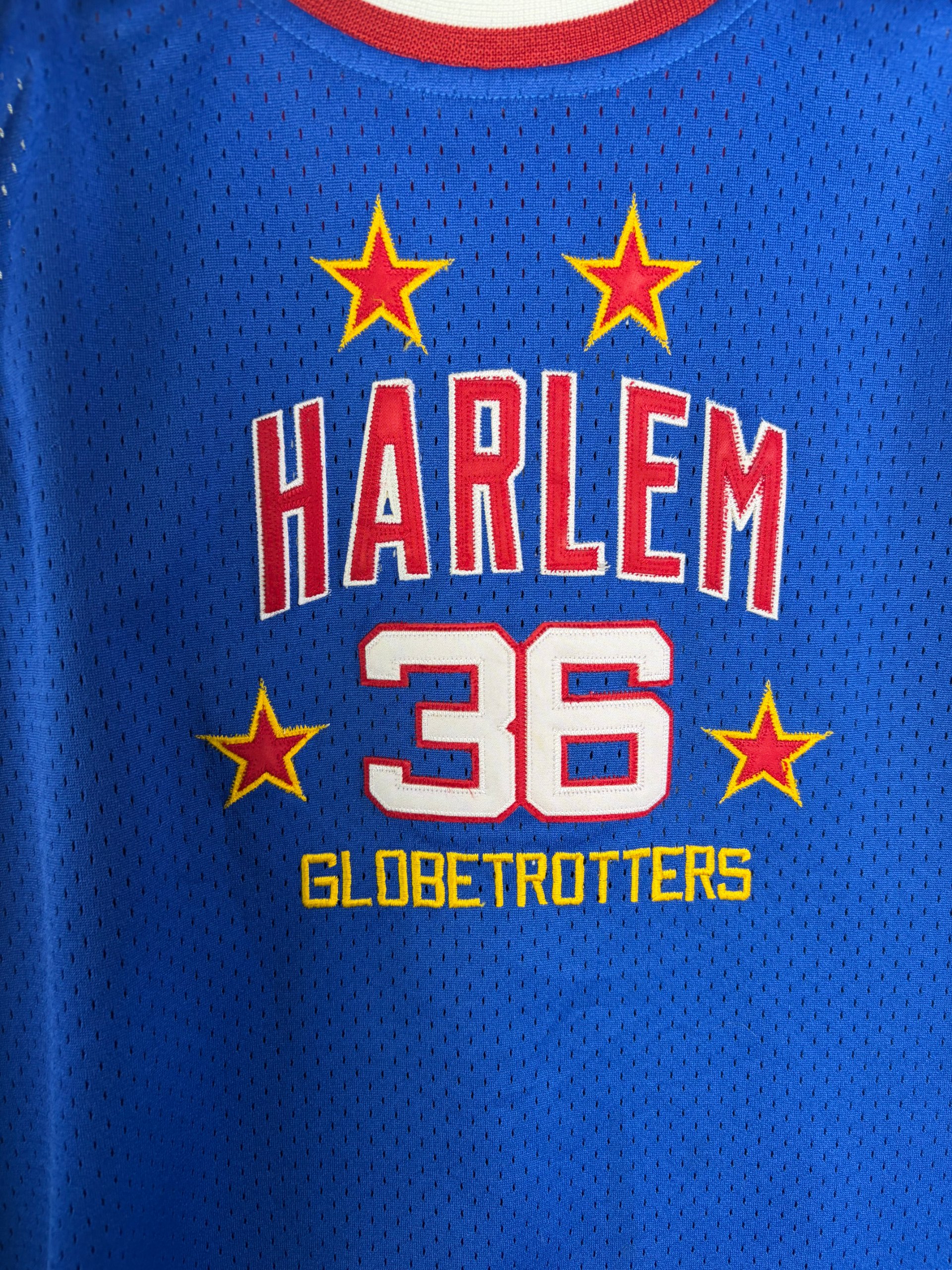 Old School Classic Harlem Globetrotters Jersey Blue Lemon 36 Adult S/M Vintage image 4