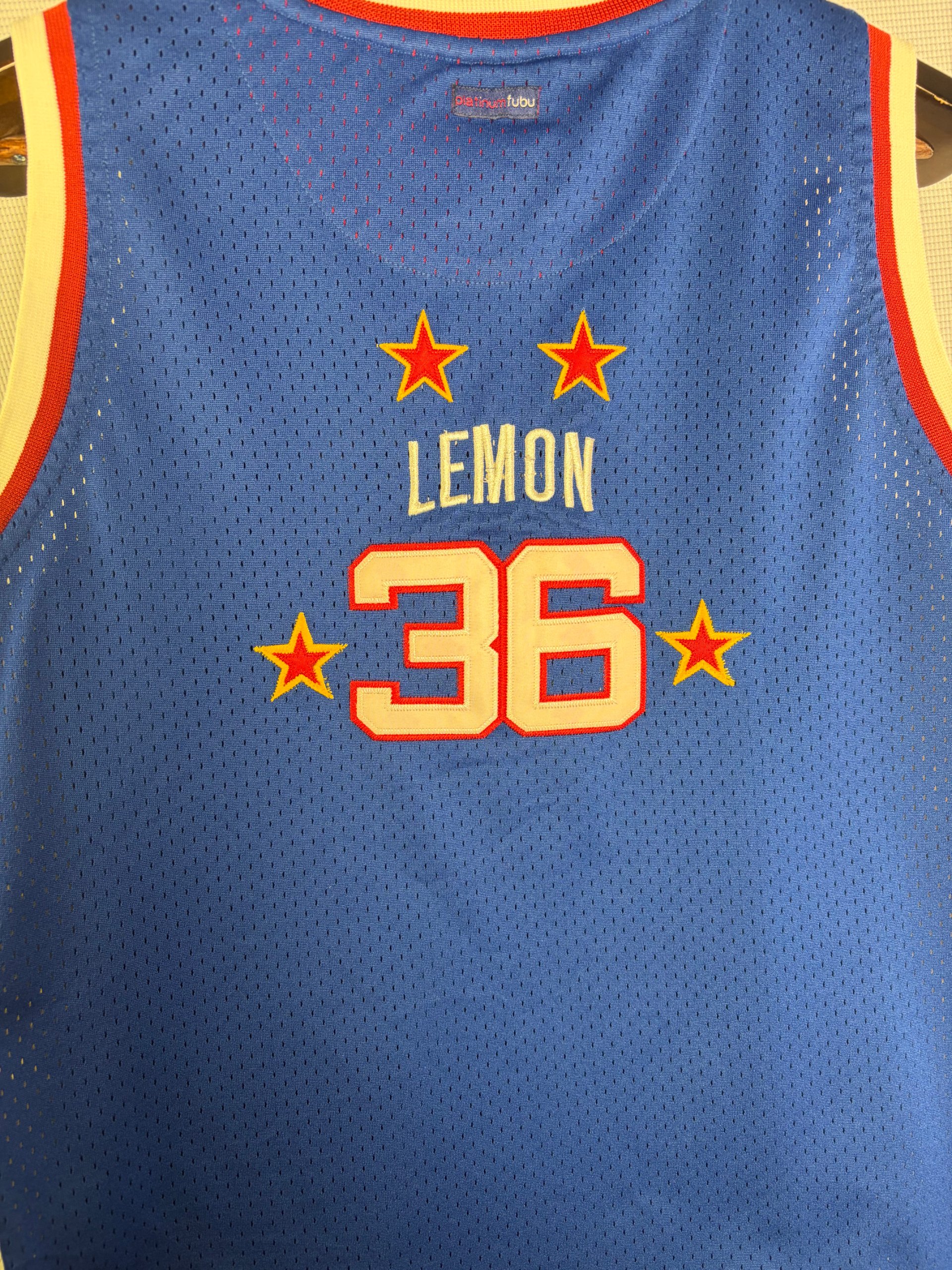 Old School Classic Harlem Globetrotters Jersey Blue Lemon 36 Adult S/M Vintage image 8