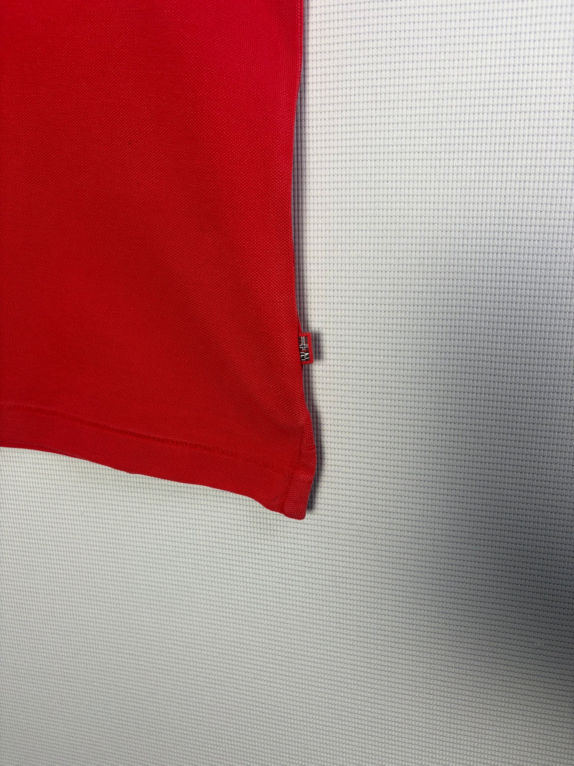 Smart Napapijri Polo Shirt Red Mens Size S Embroidered Logo Preppy Casual image 2