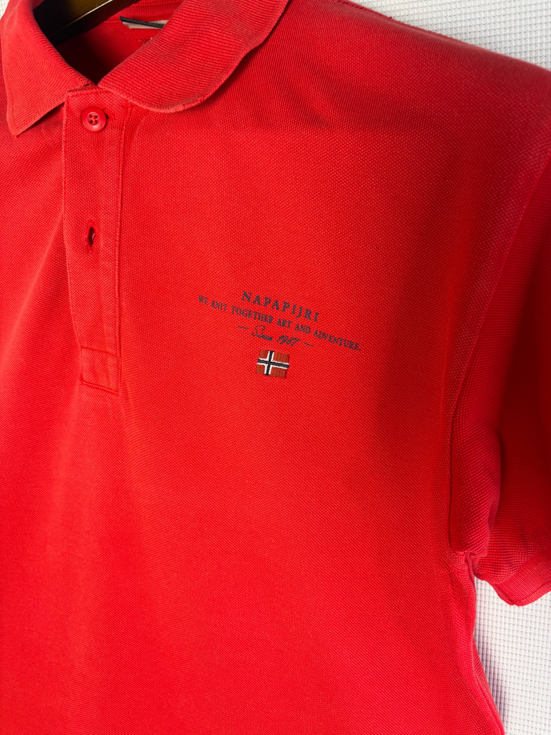 Smart Napapijri Polo Shirt Red Mens Size S Embroidered Logo Preppy Casual image 3