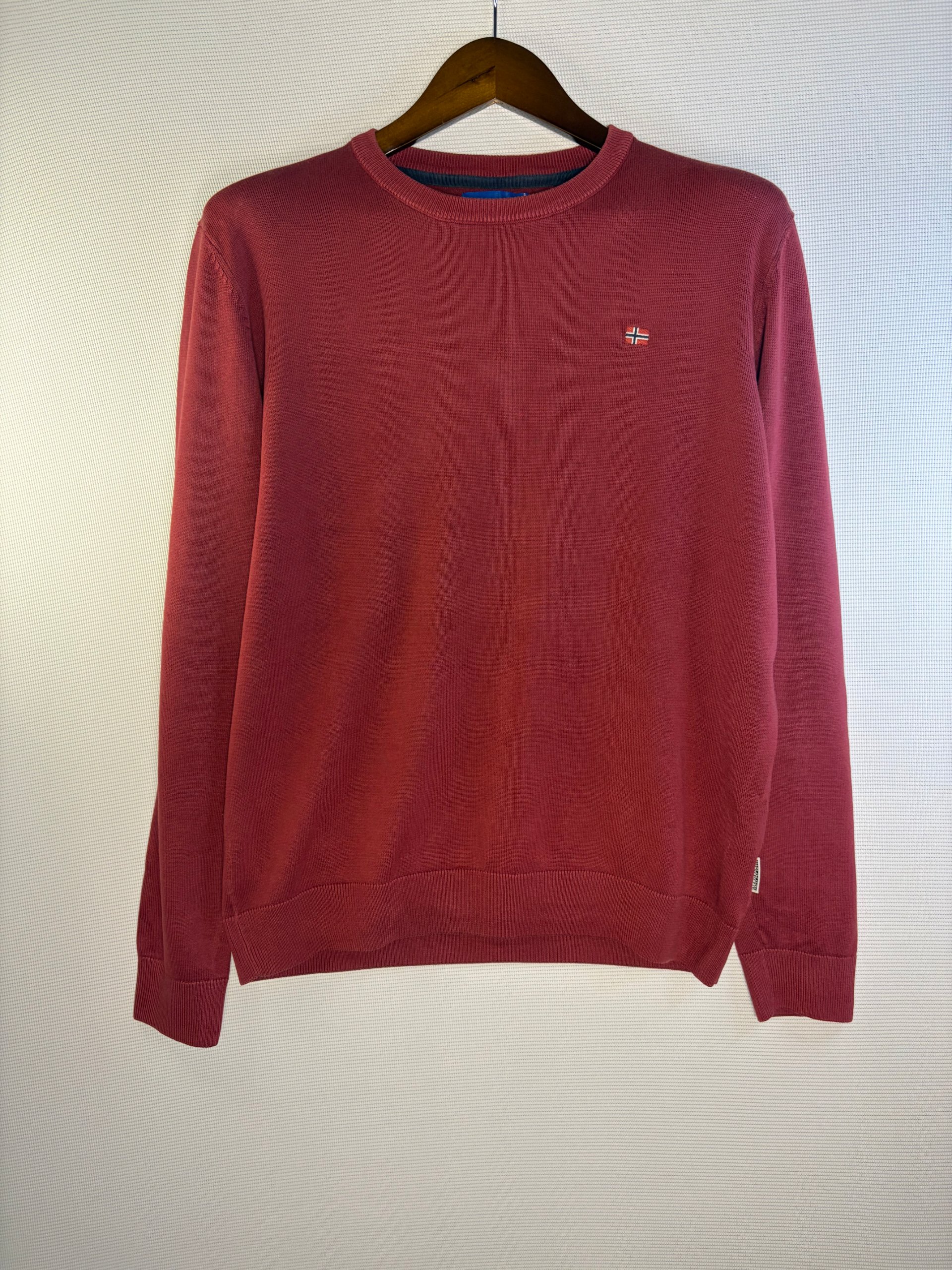 Napapijri Jumper Burgundy Mens Size L Cotton Crewneck Vintage Preppy