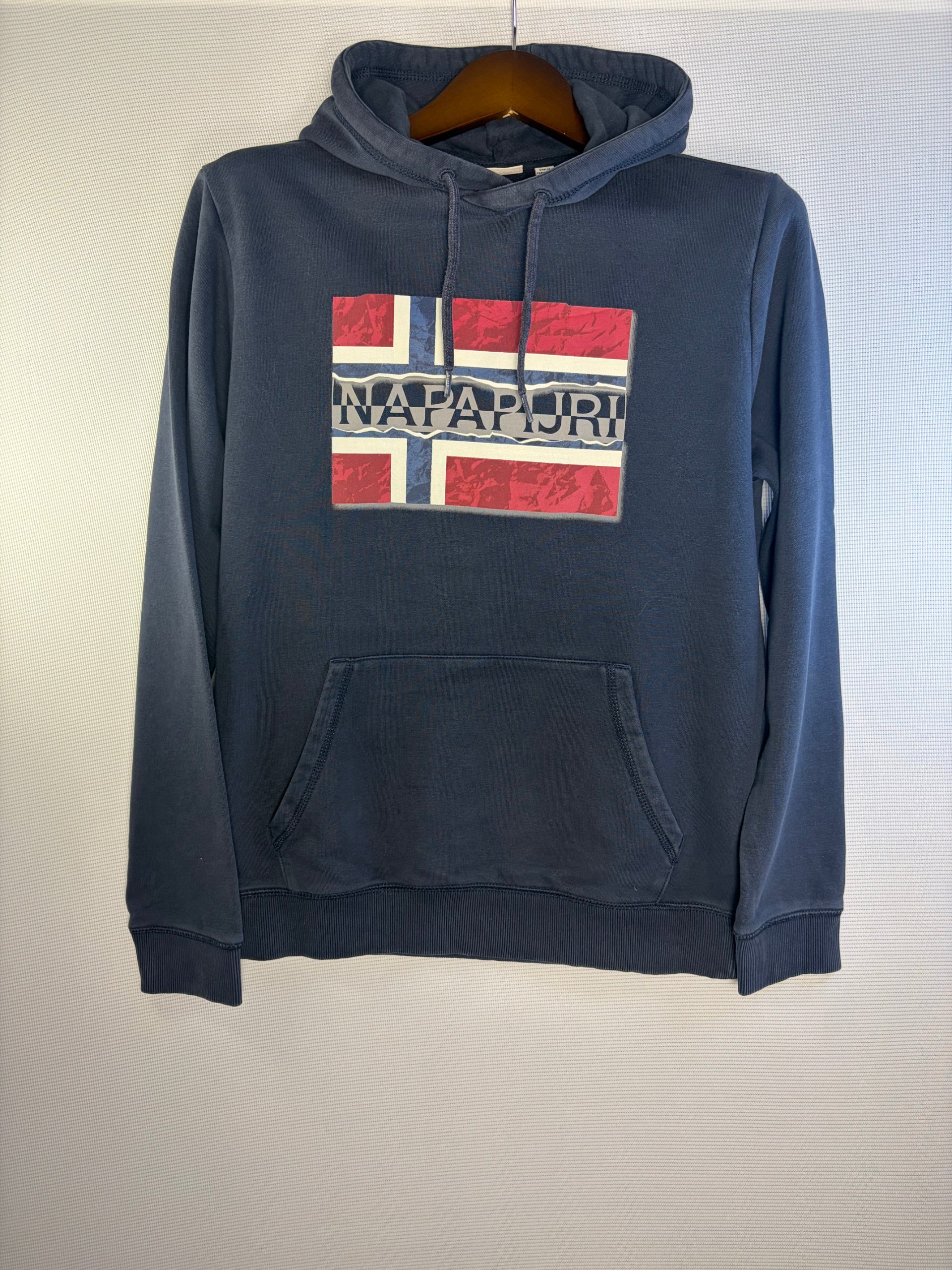 Napapijri Navy Blue Men's Hoodie with Flag Print Large