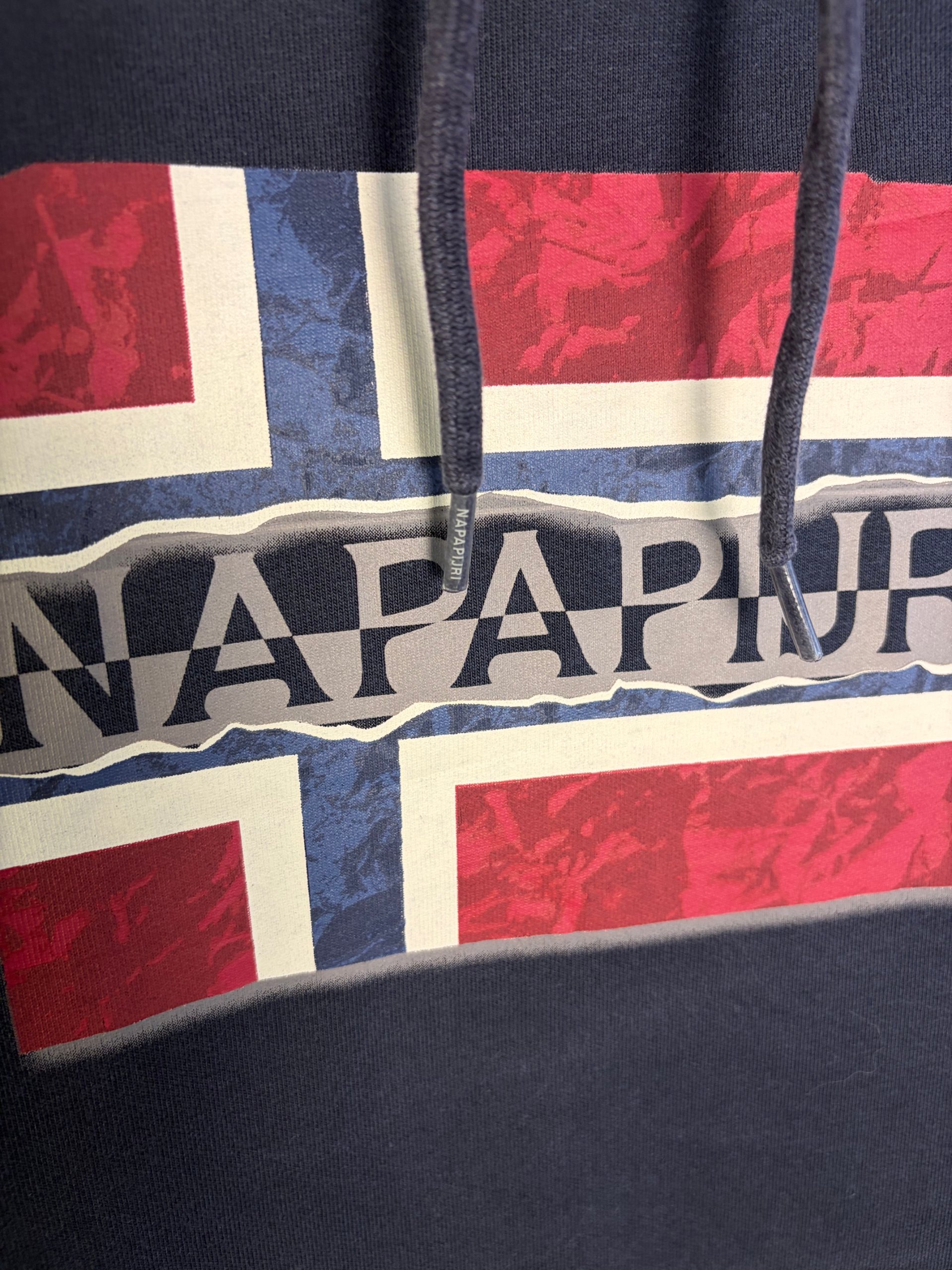Napapijri Navy Blue Men's Hoodie with Flag Print Large image 3