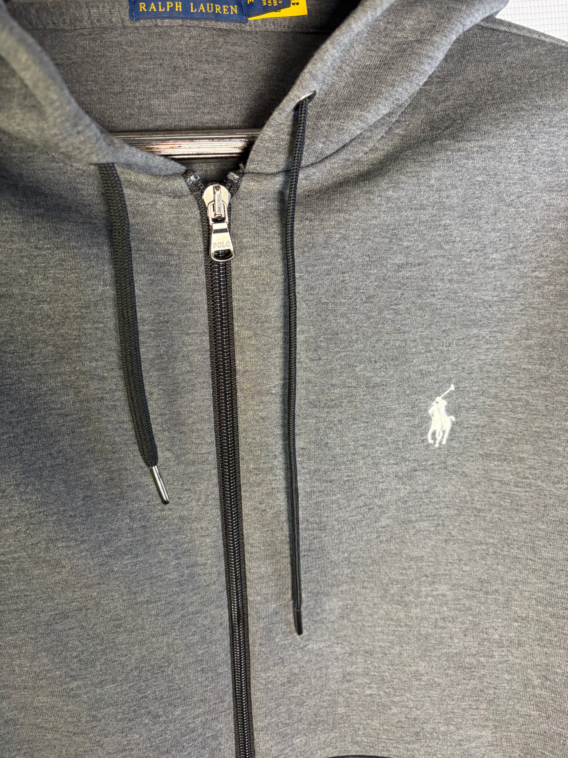 Polo Ralph Lauren Technical Double Knit Hoodie Grey Mens Size M Full Zip Pony Logo Casual image 3