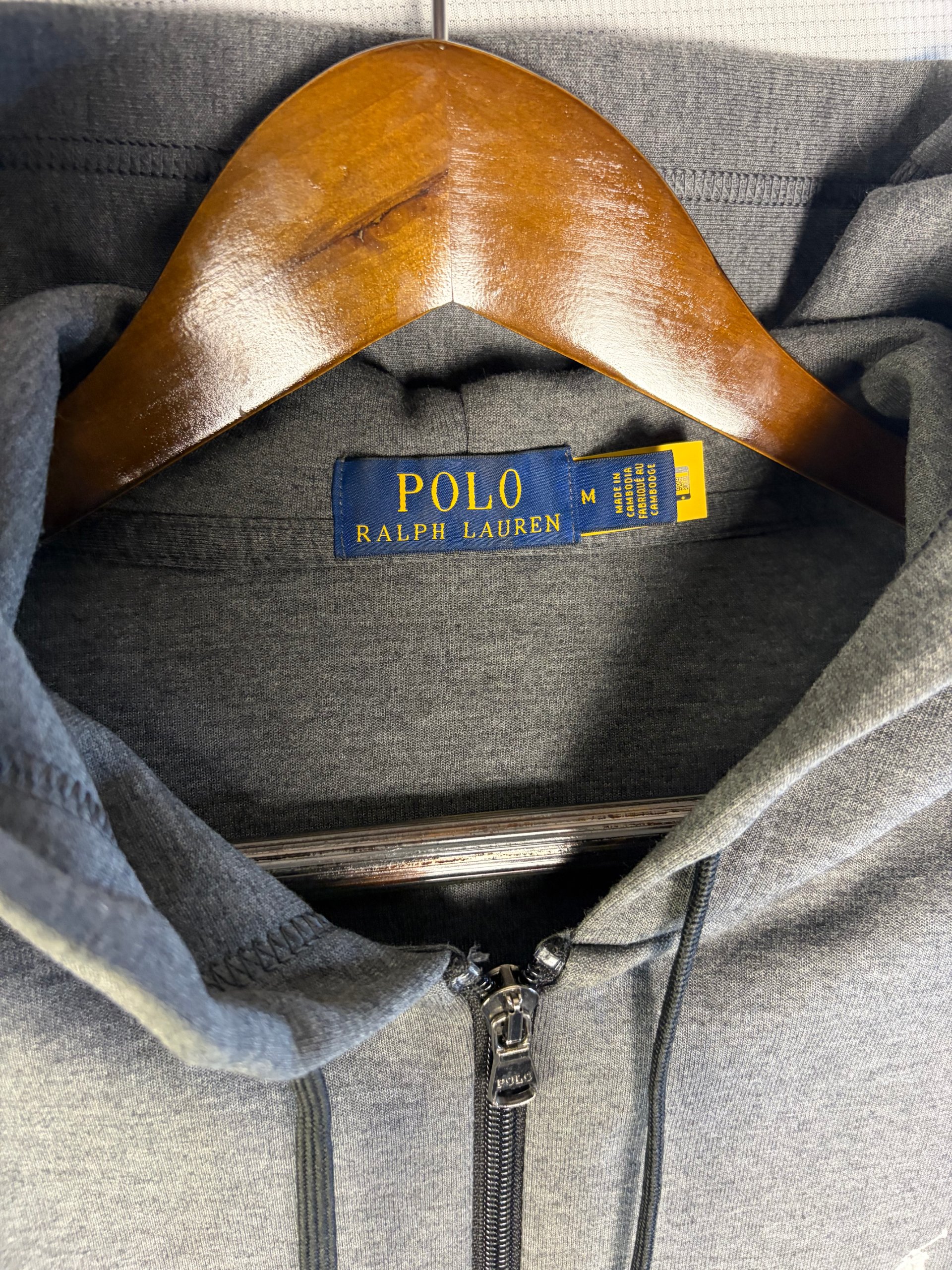 Polo Ralph Lauren Technical Double Knit Hoodie Grey Mens Size M Full Zip Pony Logo Casual image 5