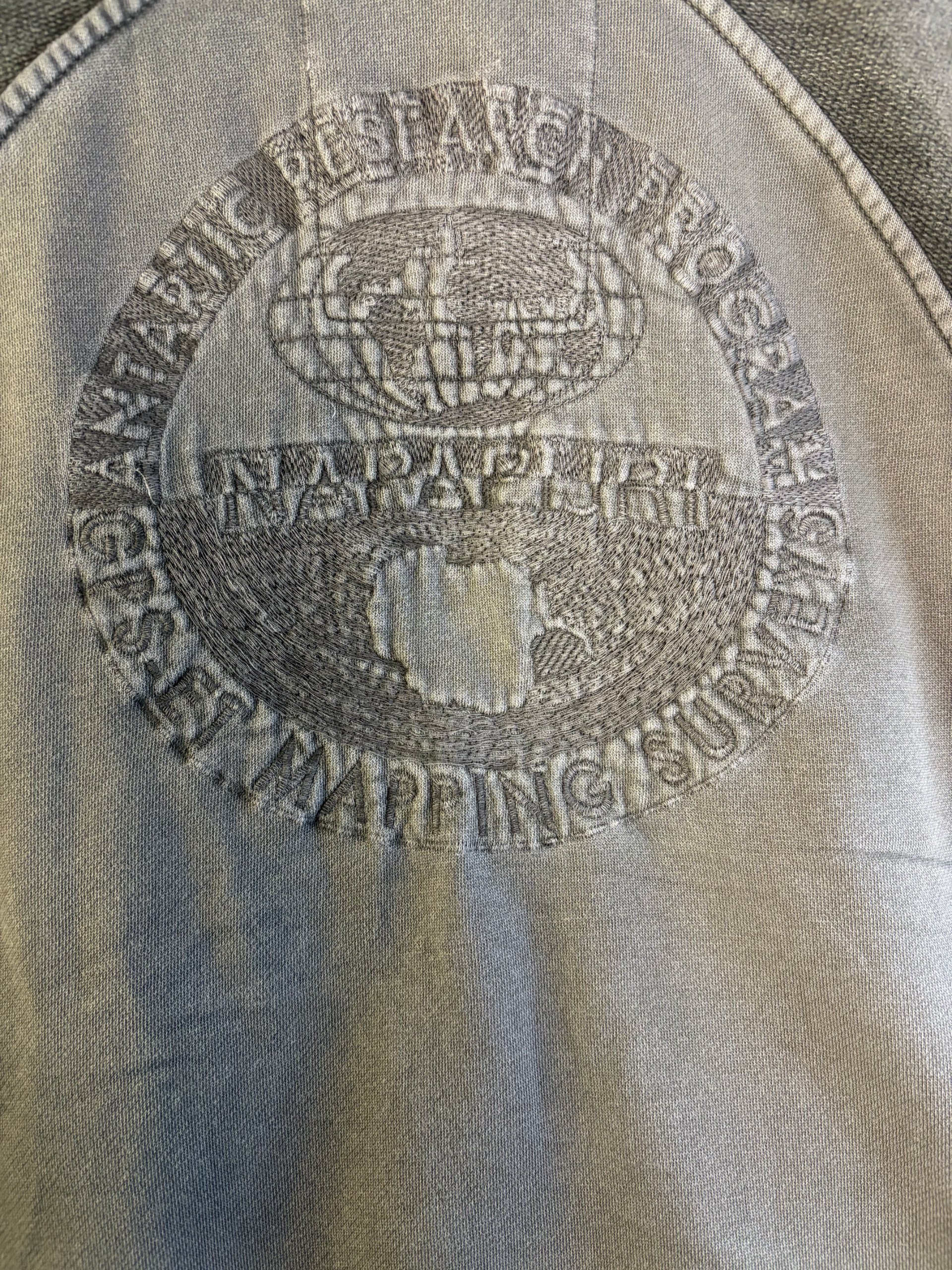 Napapijri Quarter Zip Khaki Heavy Knit Mens Size L Antarctic Logo Vintage Rugby image 8