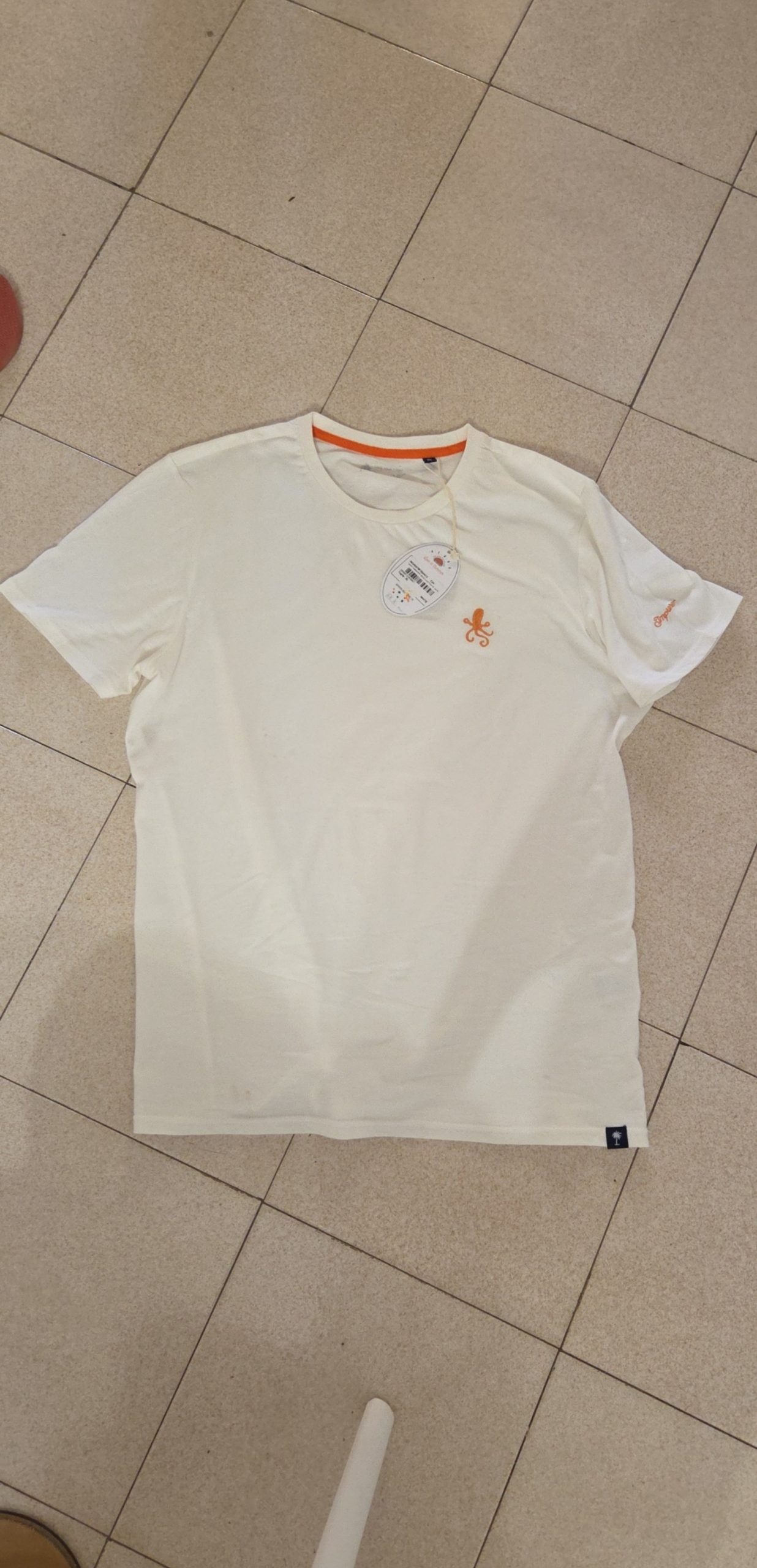 Original Penguin Men's White & Orange Logo T-Shirt L/XL