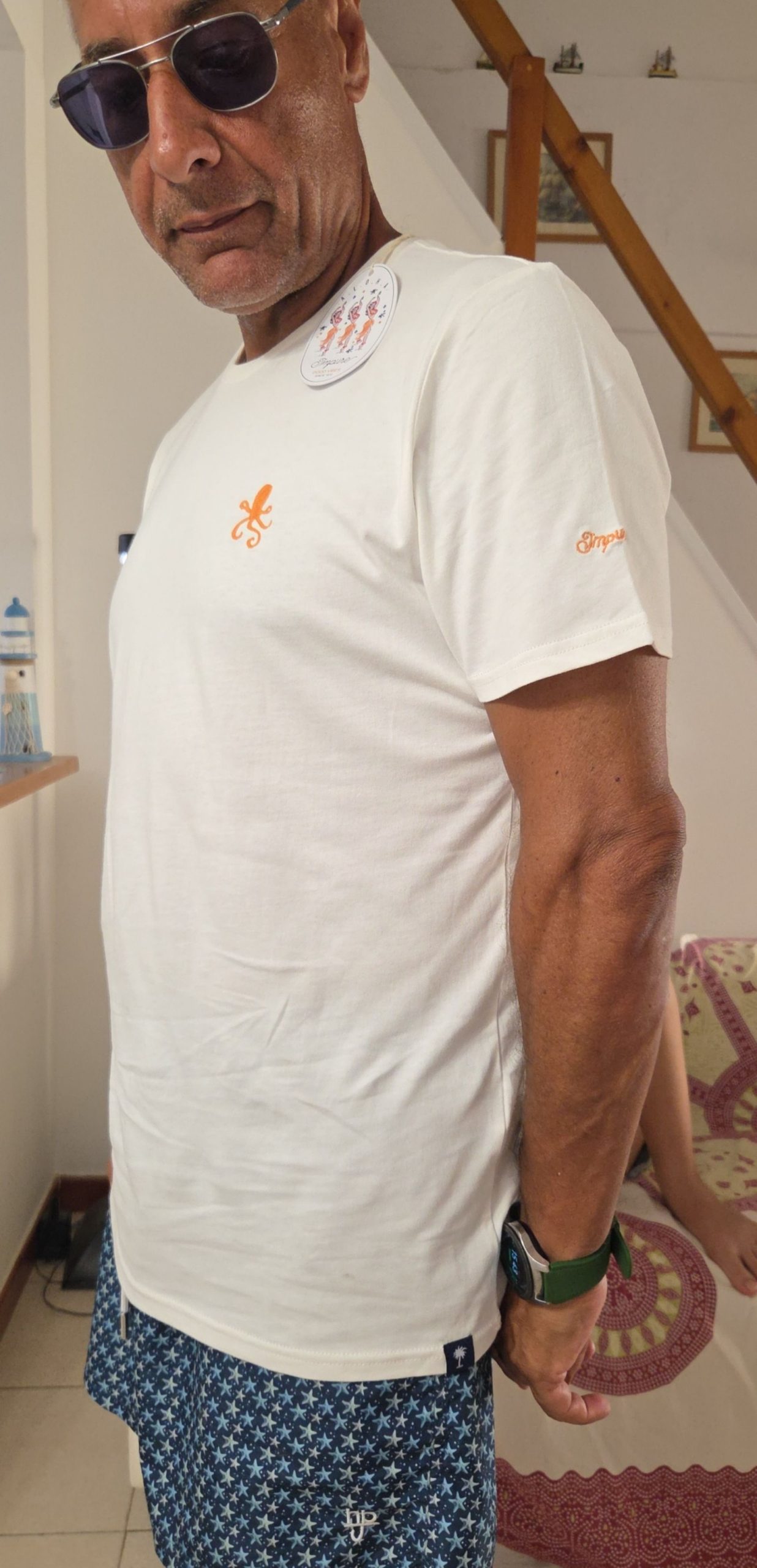 Original Penguin Men's White & Orange Logo T-Shirt L/XL image 2