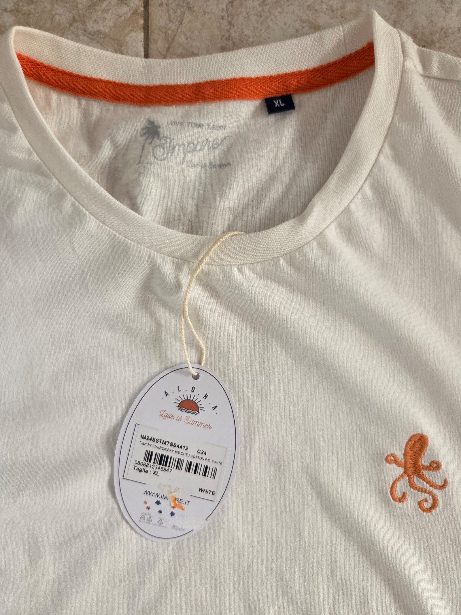 Original Penguin Men's White & Orange Logo T-Shirt L/XL image 6