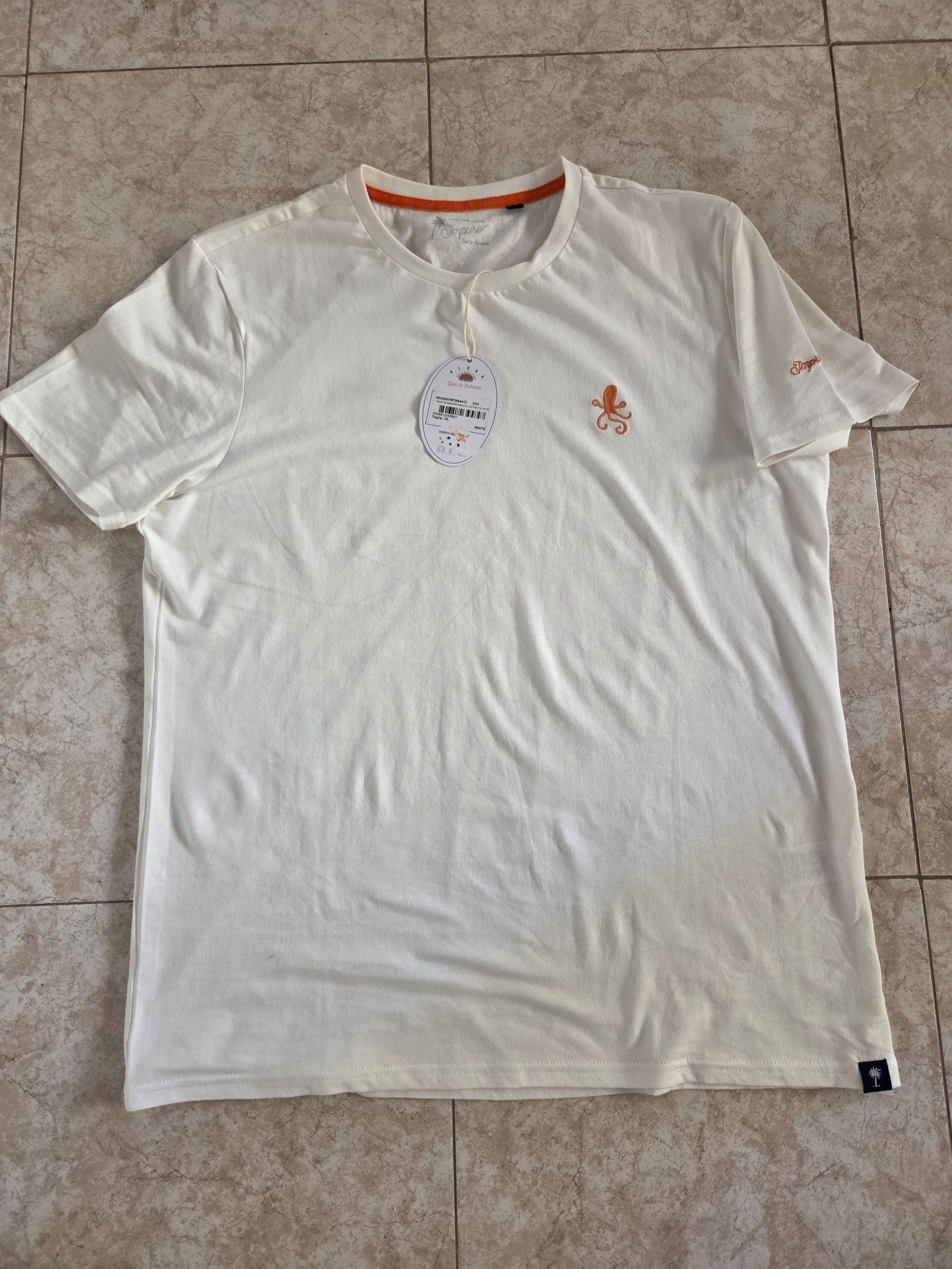 Original Penguin Men's White & Orange Logo T-Shirt L/XL image 3