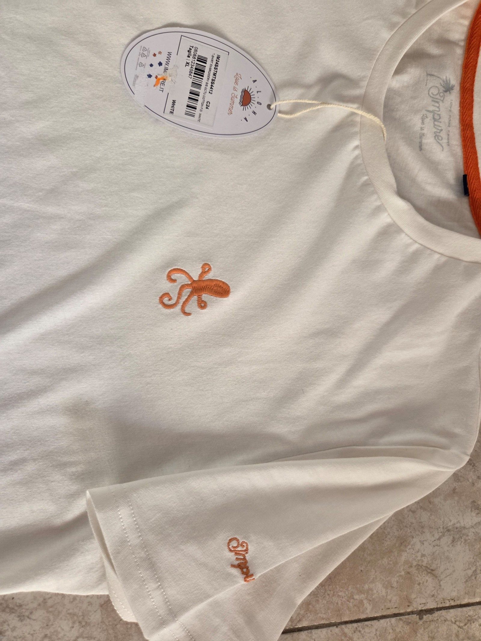Original Penguin Men's White & Orange Logo T-Shirt L/XL image 5
