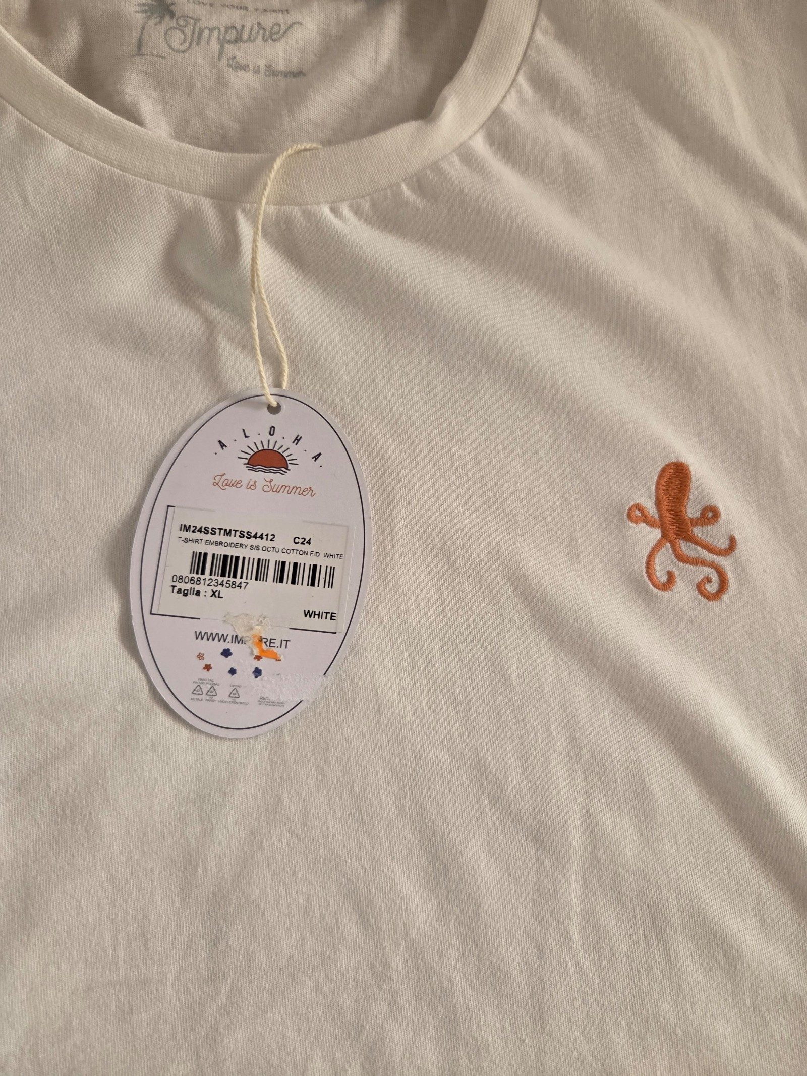 Original Penguin Men's White & Orange Logo T-Shirt L/XL image 4