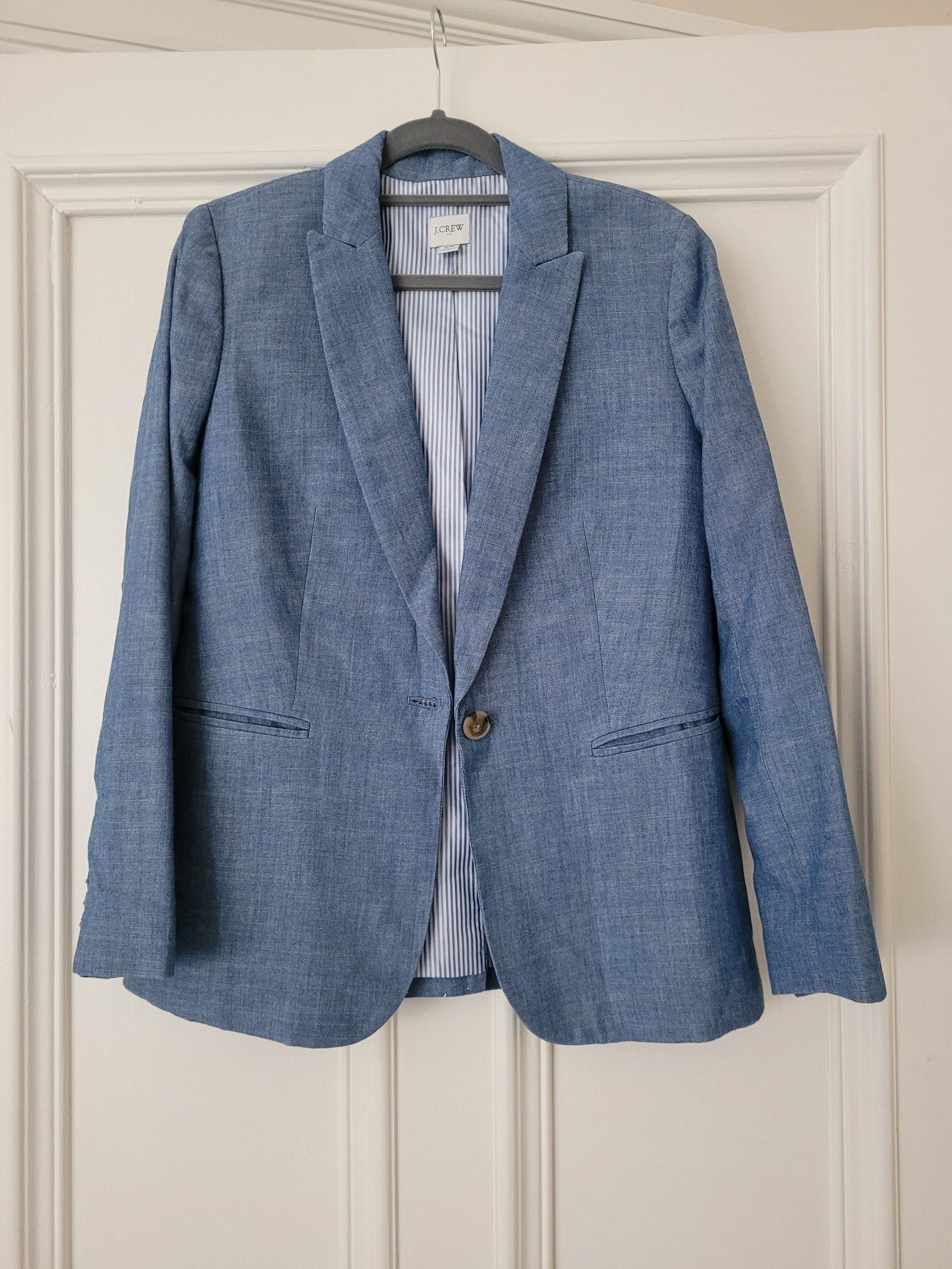 J.Crew Blue Linen Blend Blazer 6P Women's