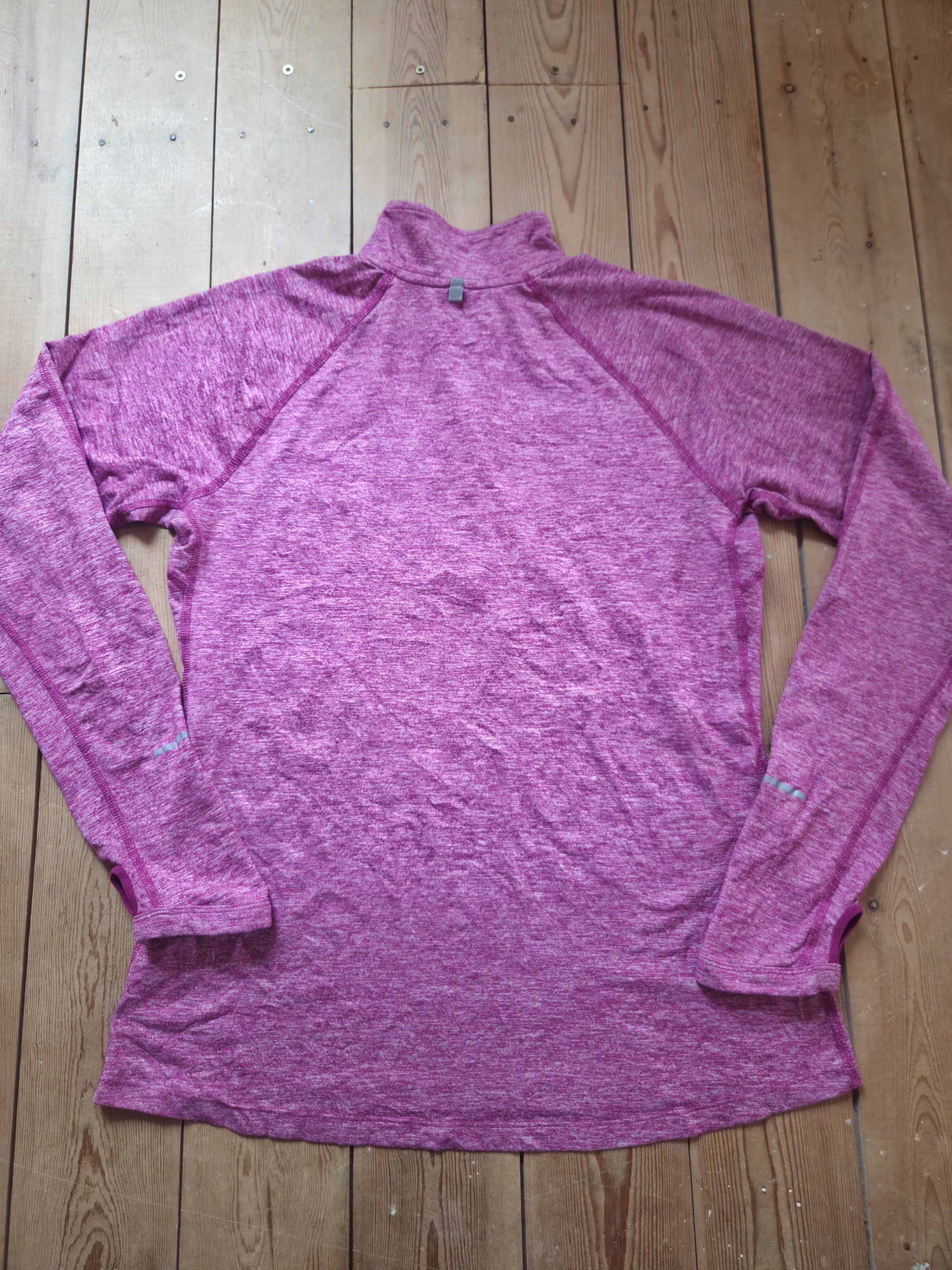 Nike Dri-FIT Pink Heather 1/4 Zip Running Training Top Women’s Size M Thumbholes image 2
