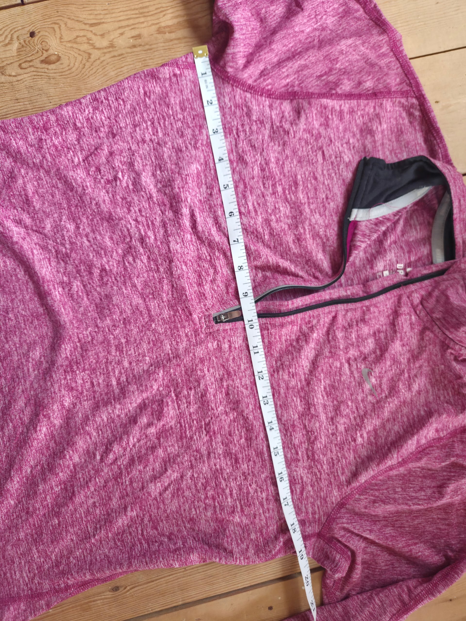 Nike Dri-FIT Pink Heather 1/4 Zip Running Training Top Women’s Size M Thumbholes image 3
