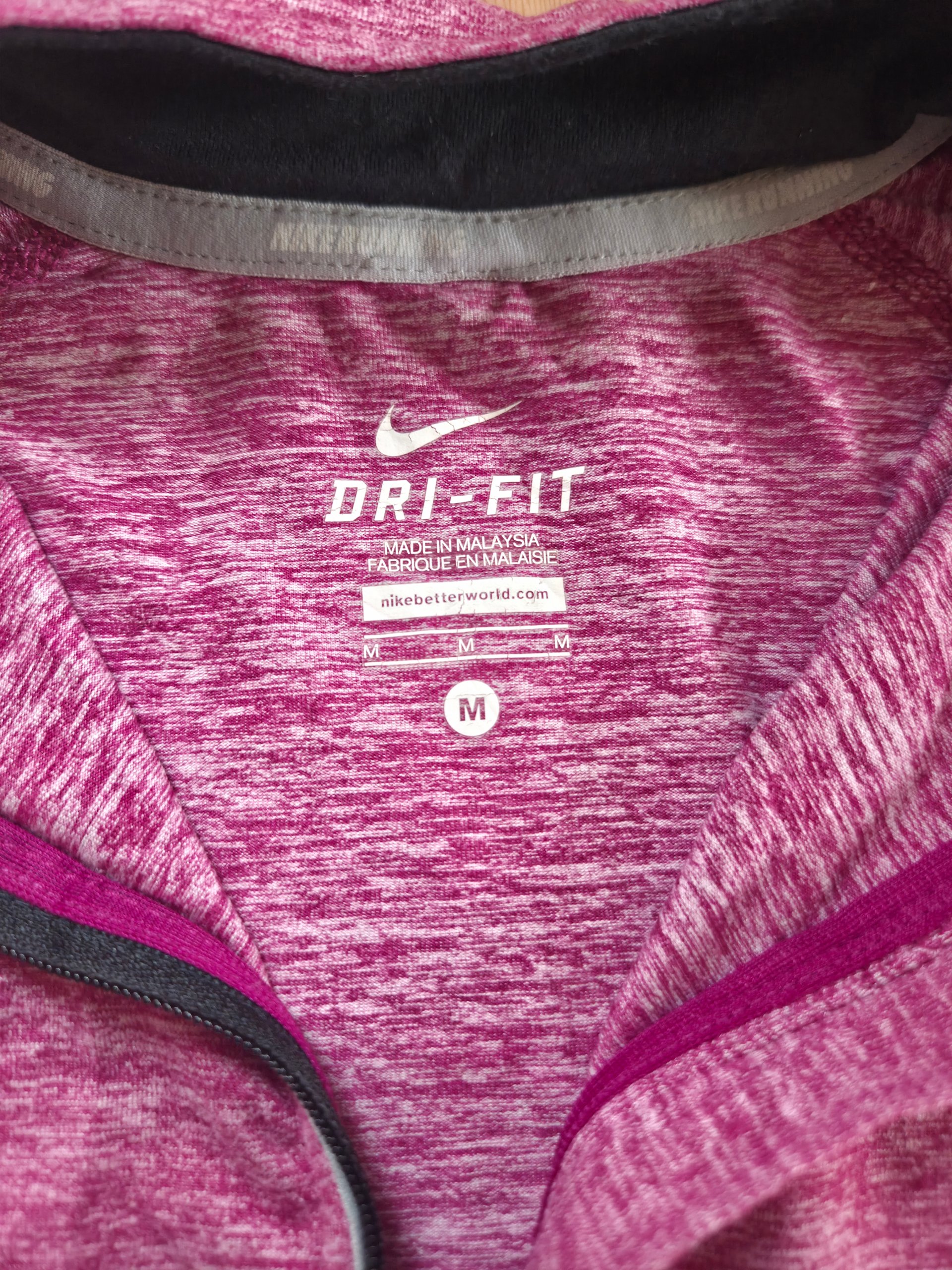 Nike Dri-FIT Pink Heather 1/4 Zip Running Training Top Women’s Size M Thumbholes image 5