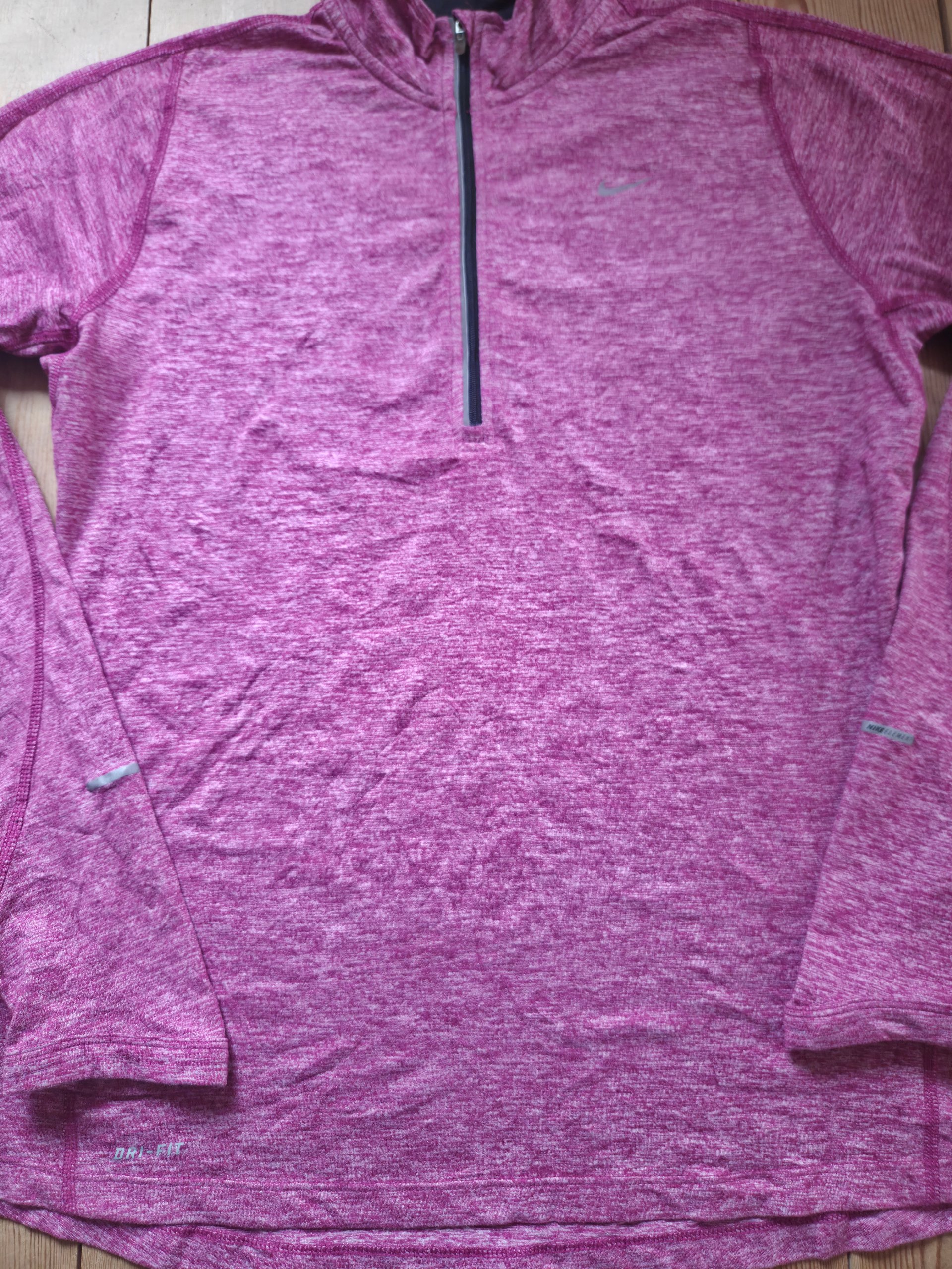 Nike Dri-FIT Pink Heather 1/4 Zip Running Training Top Women’s Size M Thumbholes image 9
