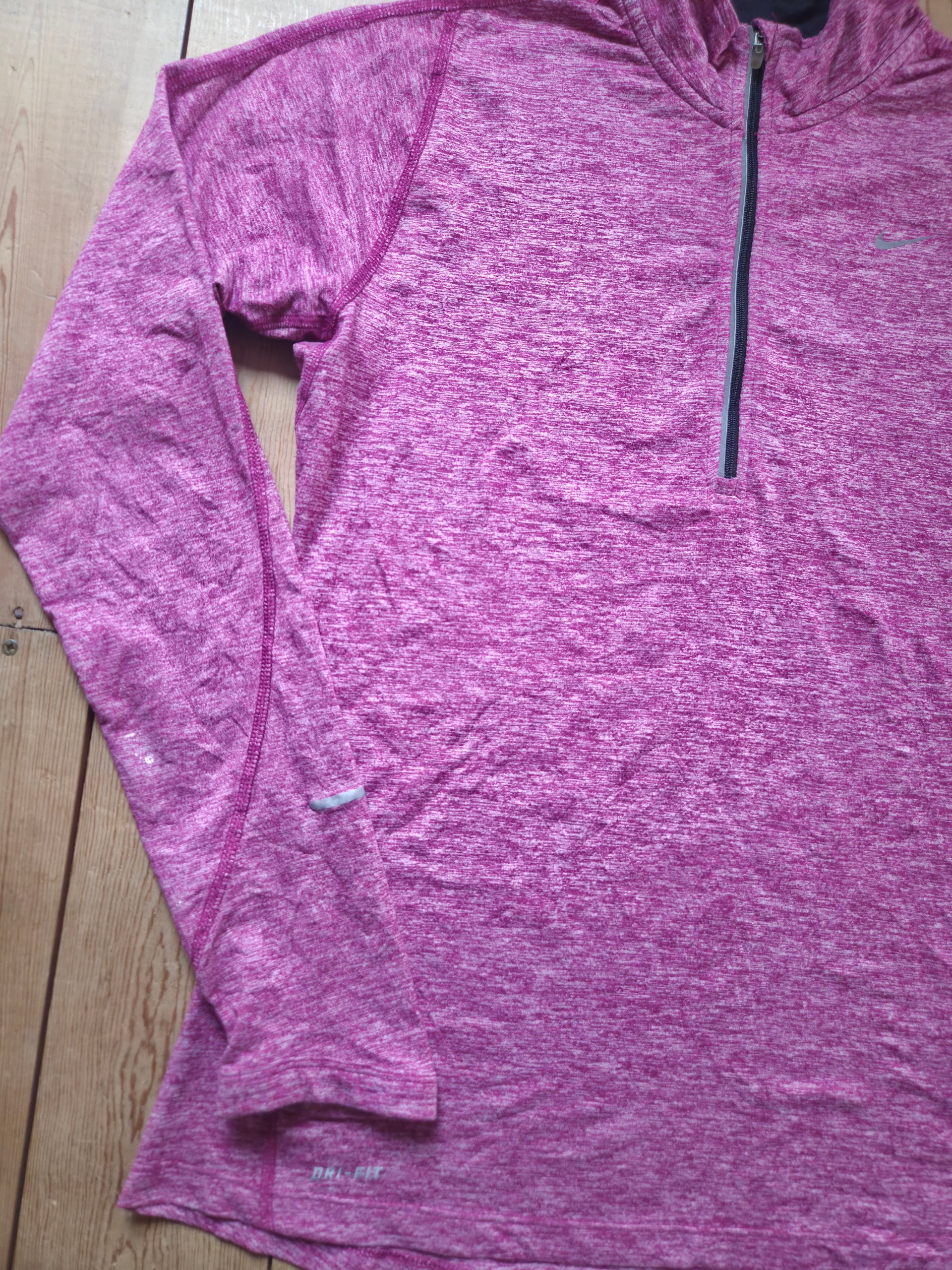 Nike Dri-FIT Pink Heather 1/4 Zip Running Training Top Women’s Size M Thumbholes image 10