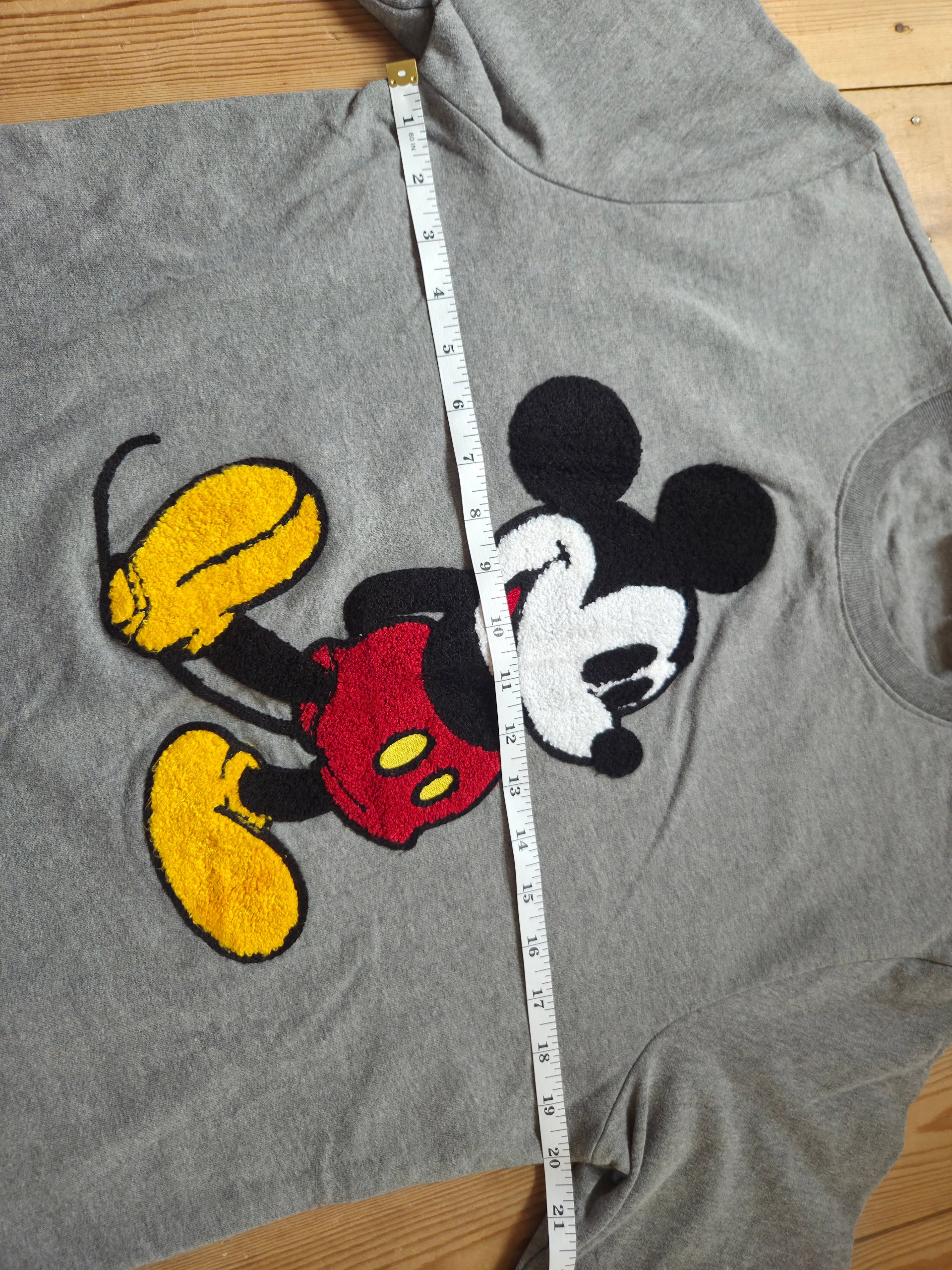 Disney Mickey Mouse Grey Chenille Patch Crewneck Sweatshirt Size M image 5