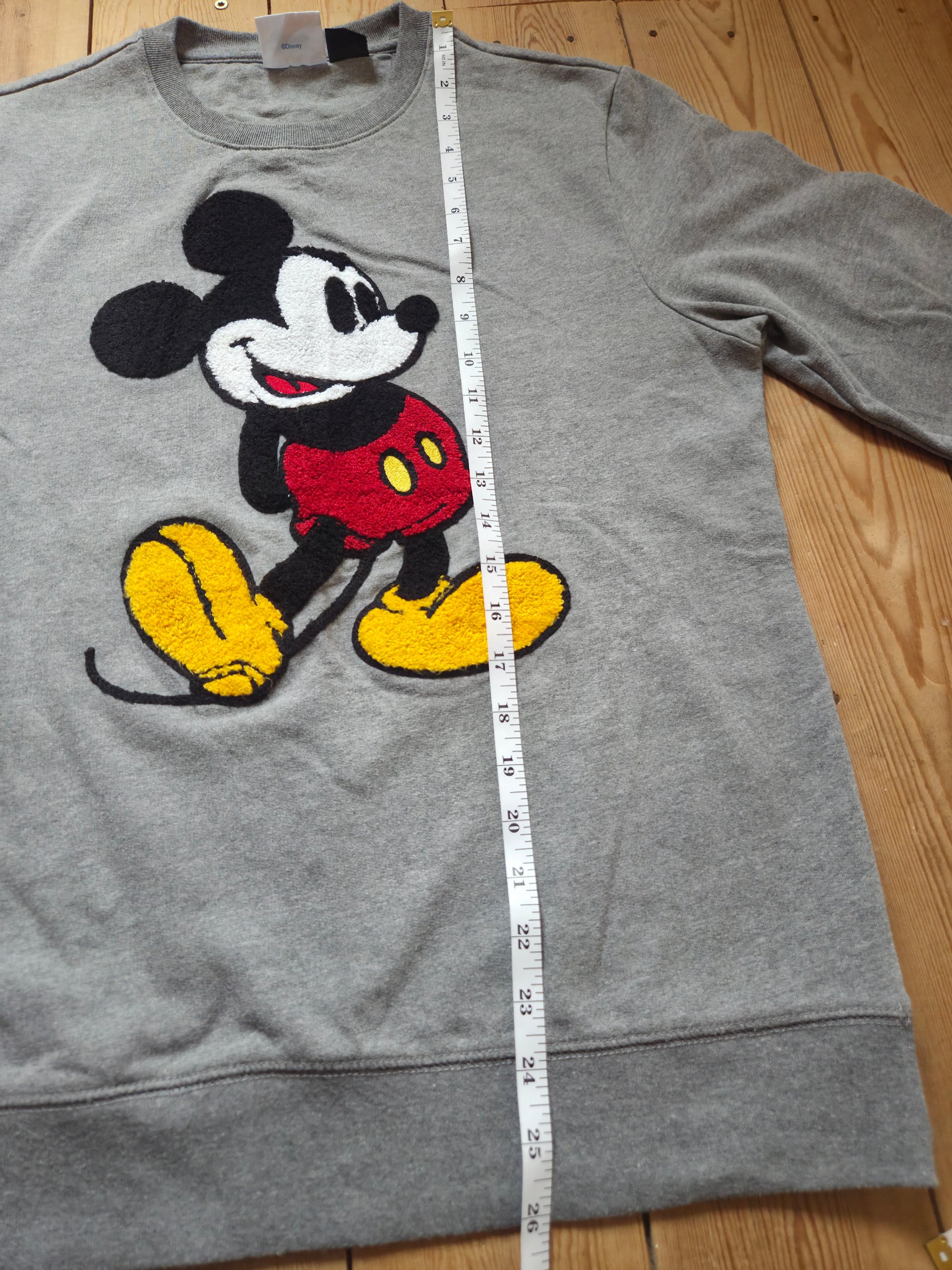 Disney Mickey Mouse Grey Chenille Patch Crewneck Sweatshirt Size M image 6