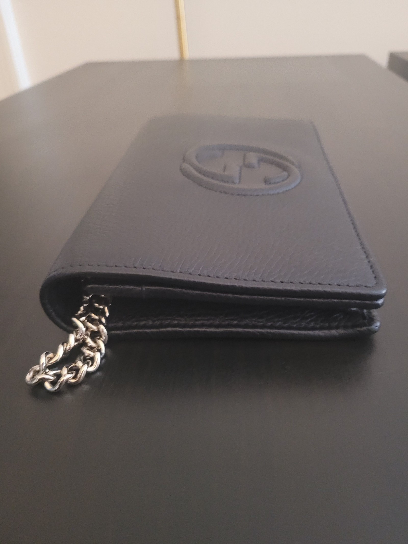 Gucci Black Leather Chain Wallet image 5