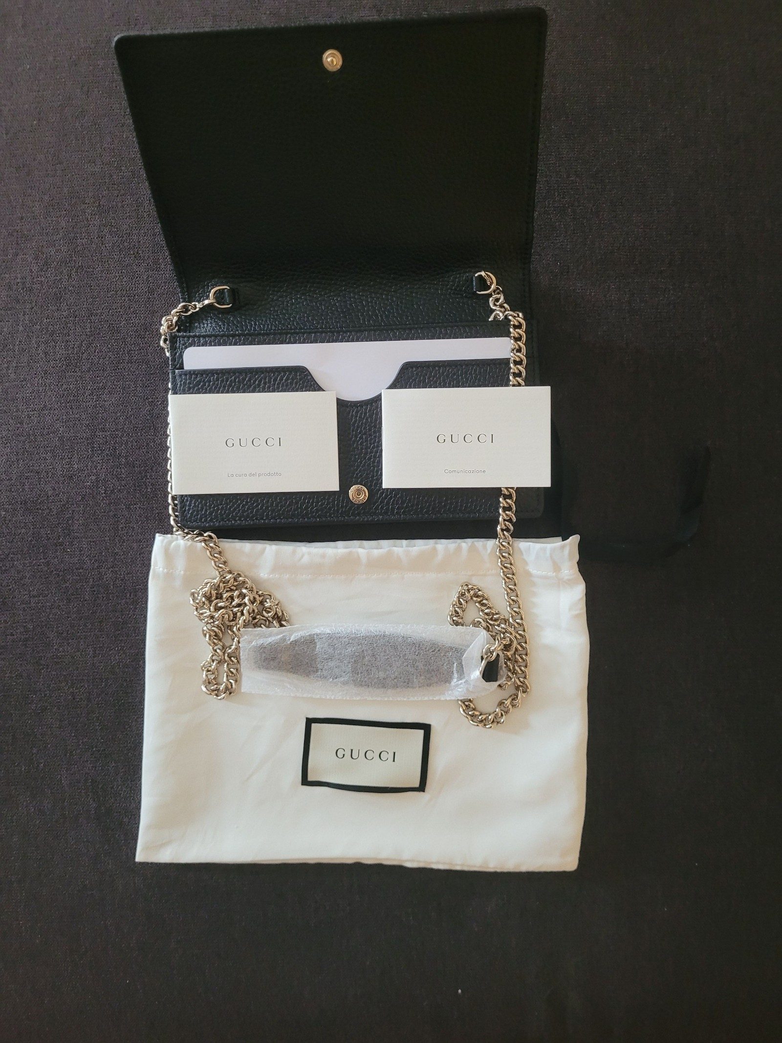 Gucci Black Leather Chain Wallet image 2