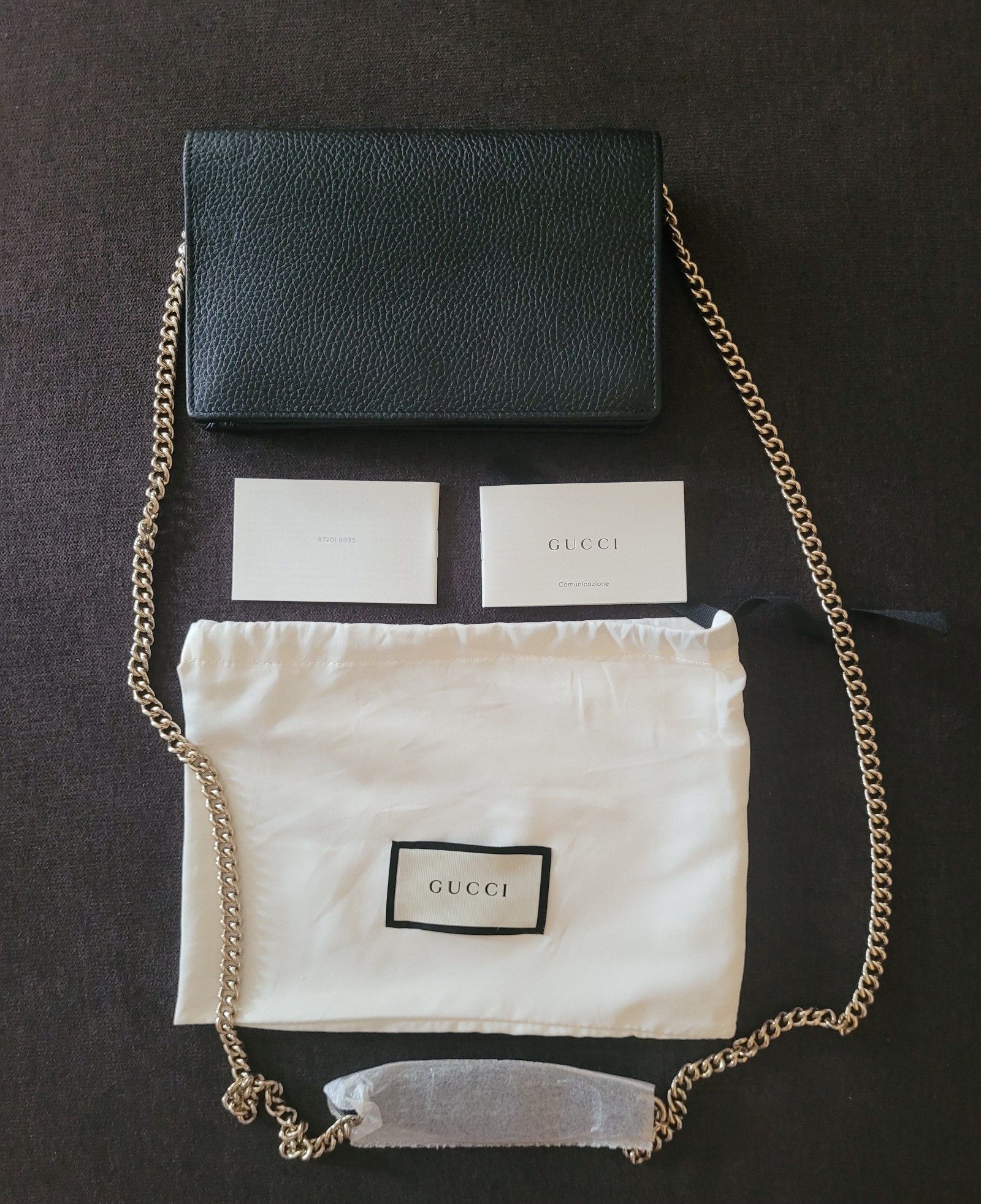 Gucci Black Leather Chain Wallet image 3