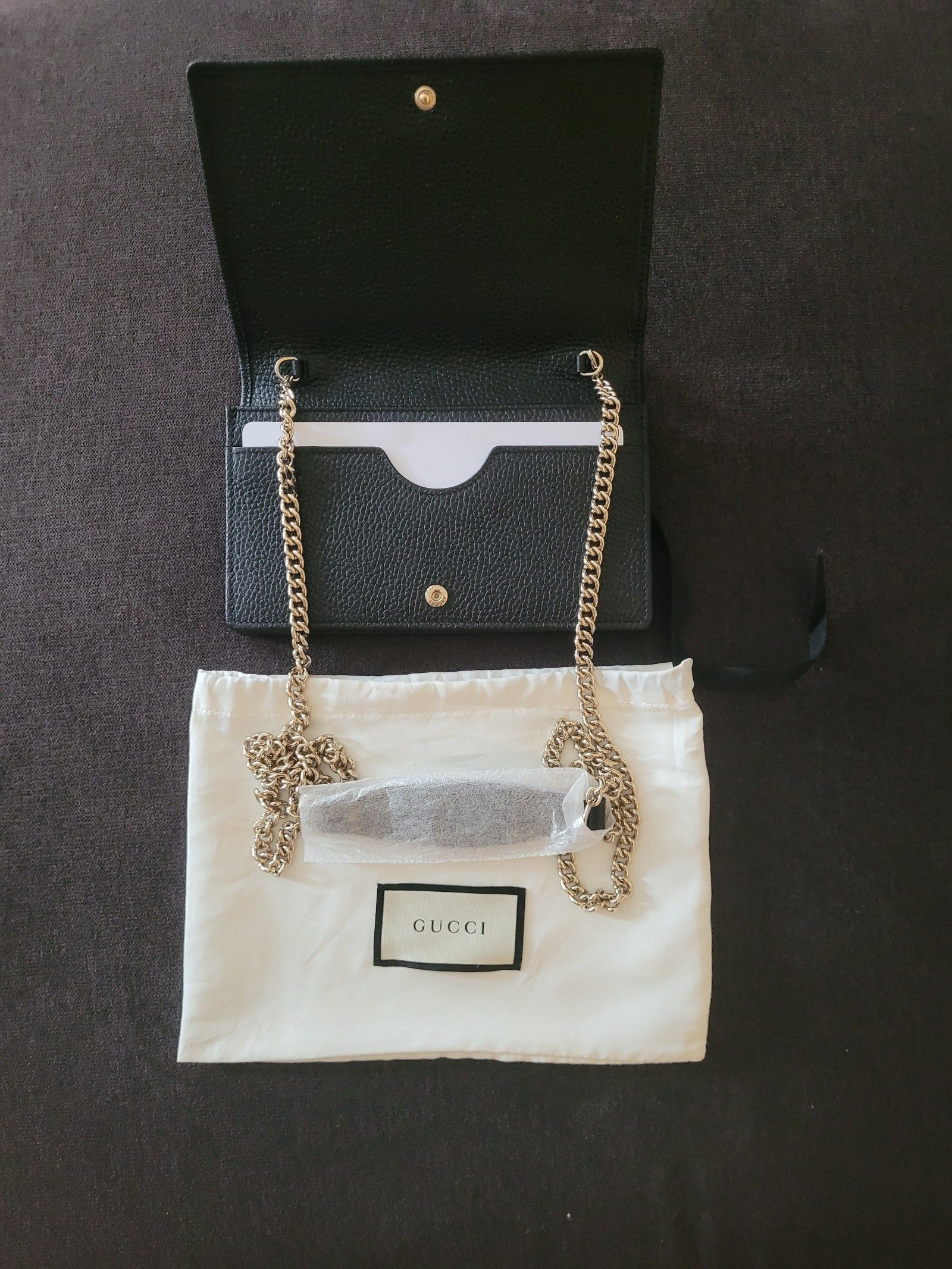 Gucci Black Leather Chain Wallet image 4