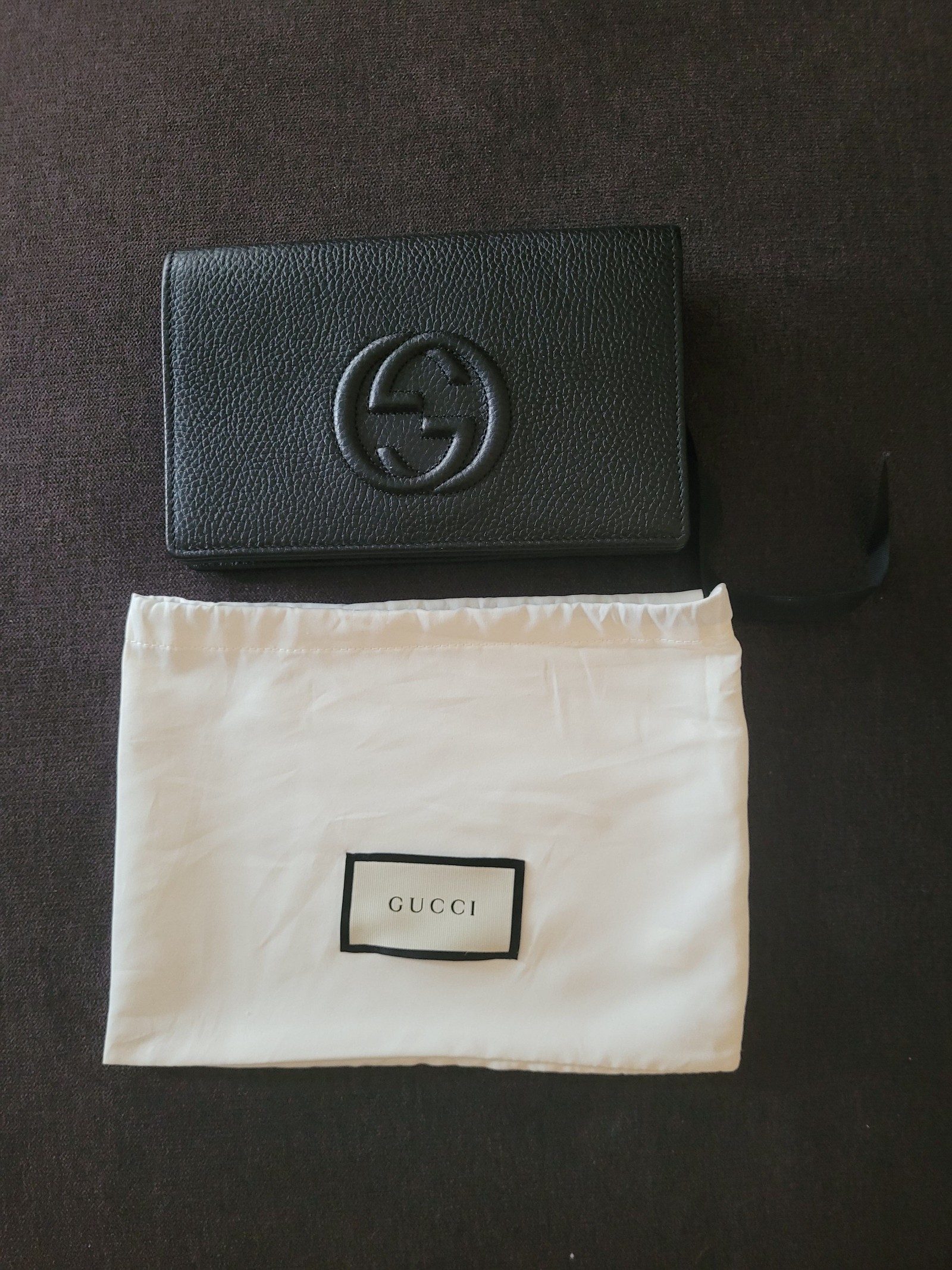 Gucci Black Leather Chain Wallet