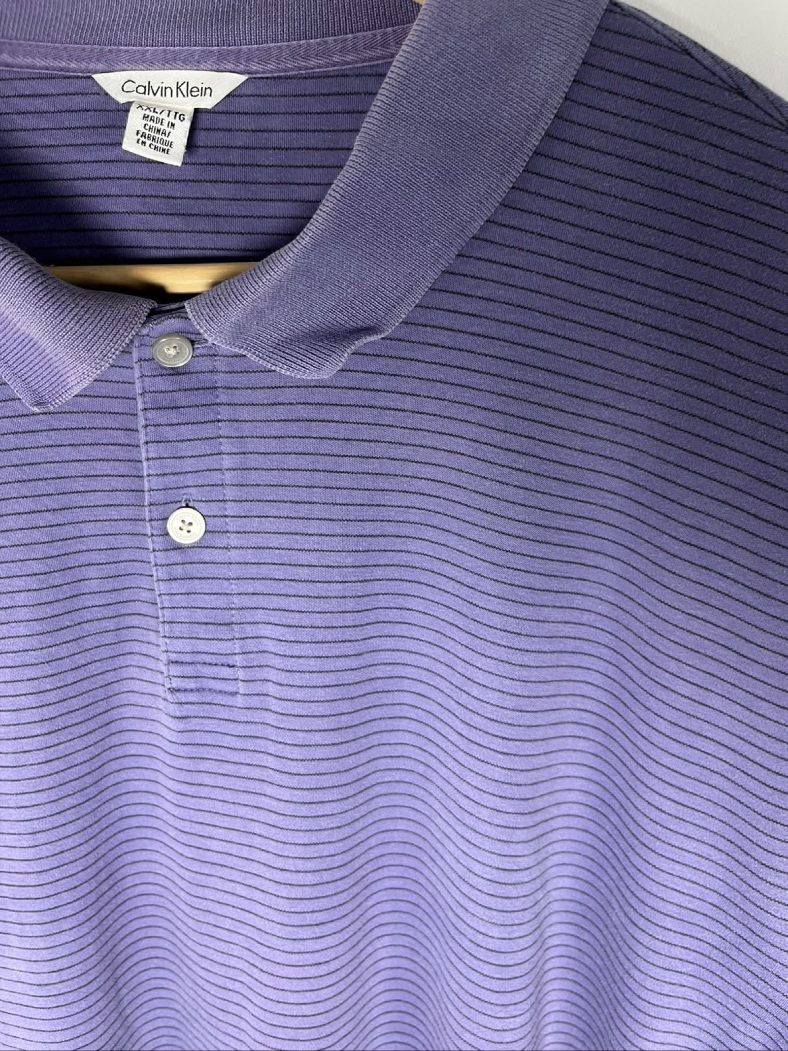 Calvin Klein Men's Blue Stripe Polo Shirt Medium image 2