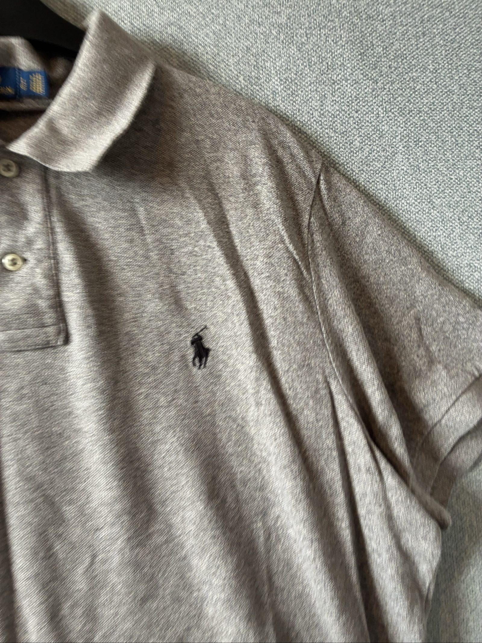 Polo Ralph Lauren Men's Grey Cotton Polo Shirt Large image 3