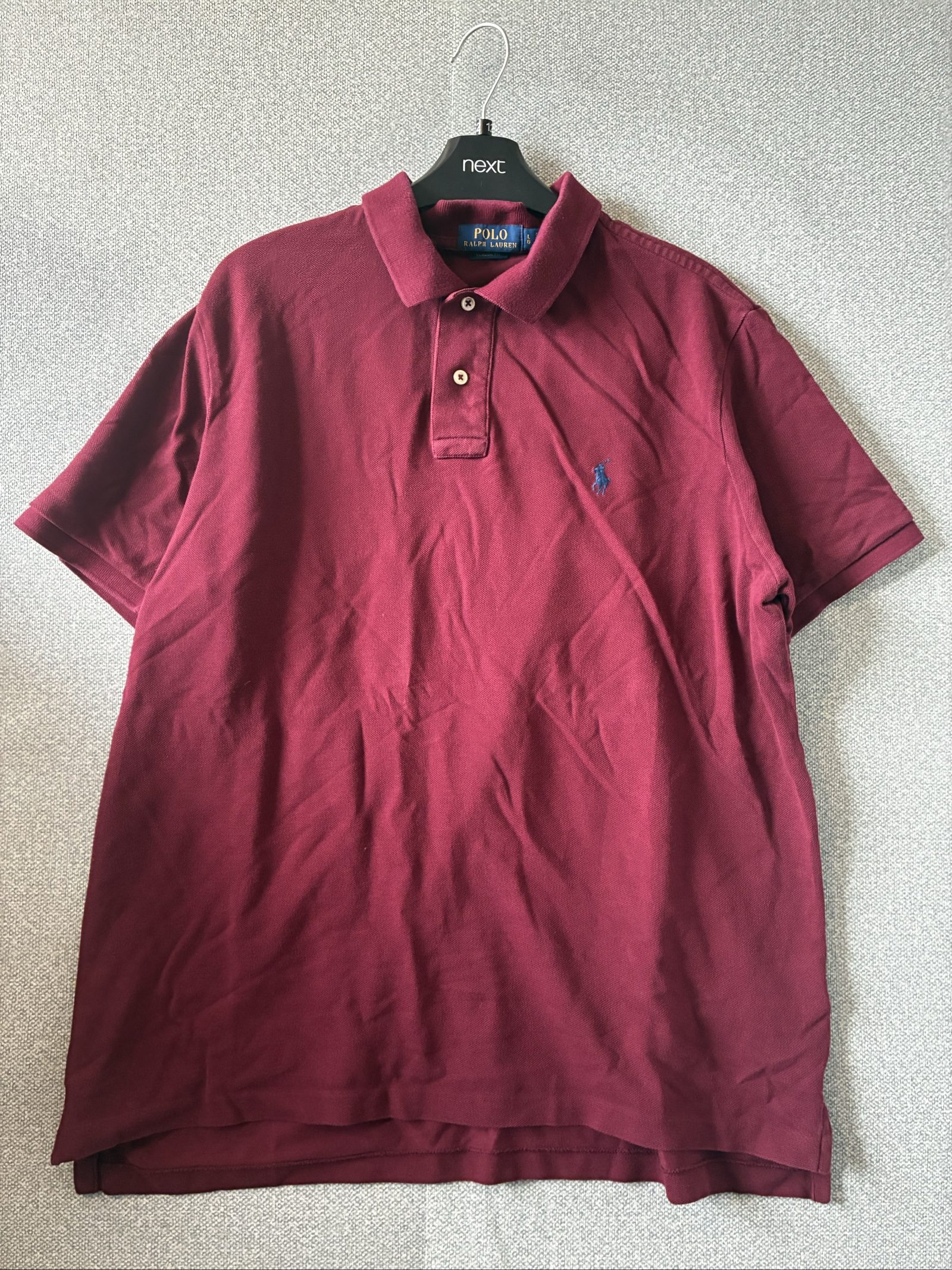 Polo Ralph Lauren Men's Burgundy Classic Fit Polo Shirt Large Cotton