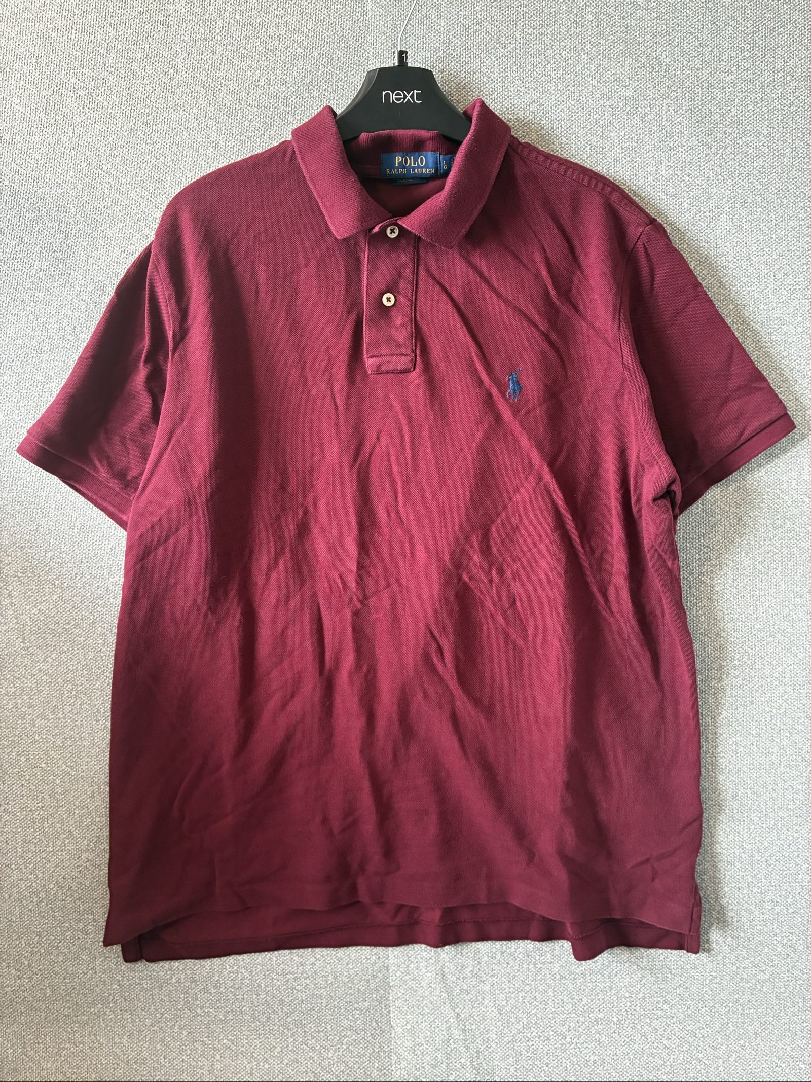 Polo Ralph Lauren Men's Burgundy Classic Fit Polo Shirt Large Cotton image 2