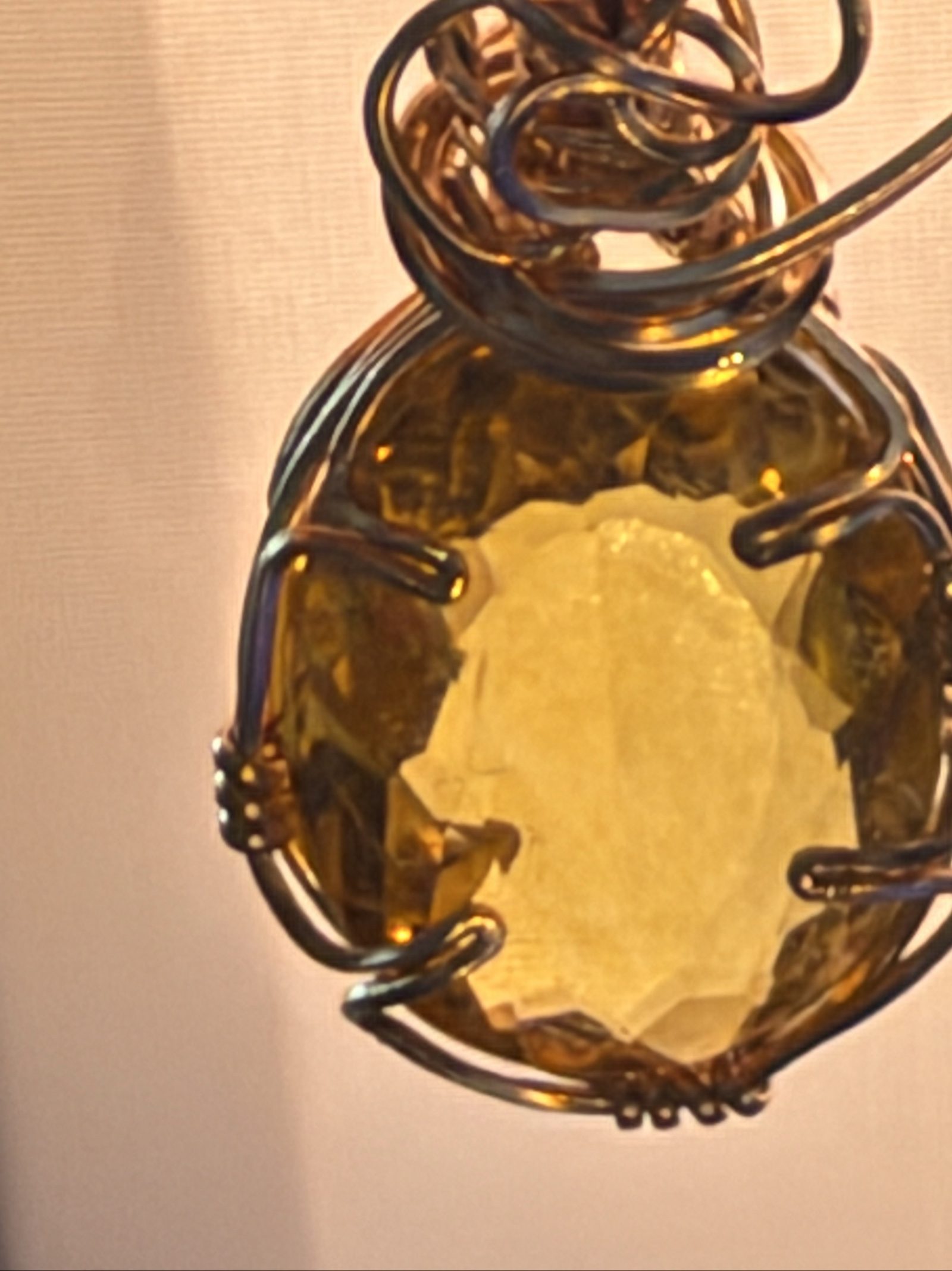 Handmade Yellow Crystal Wire Wrapped Pendant Necklace image 2