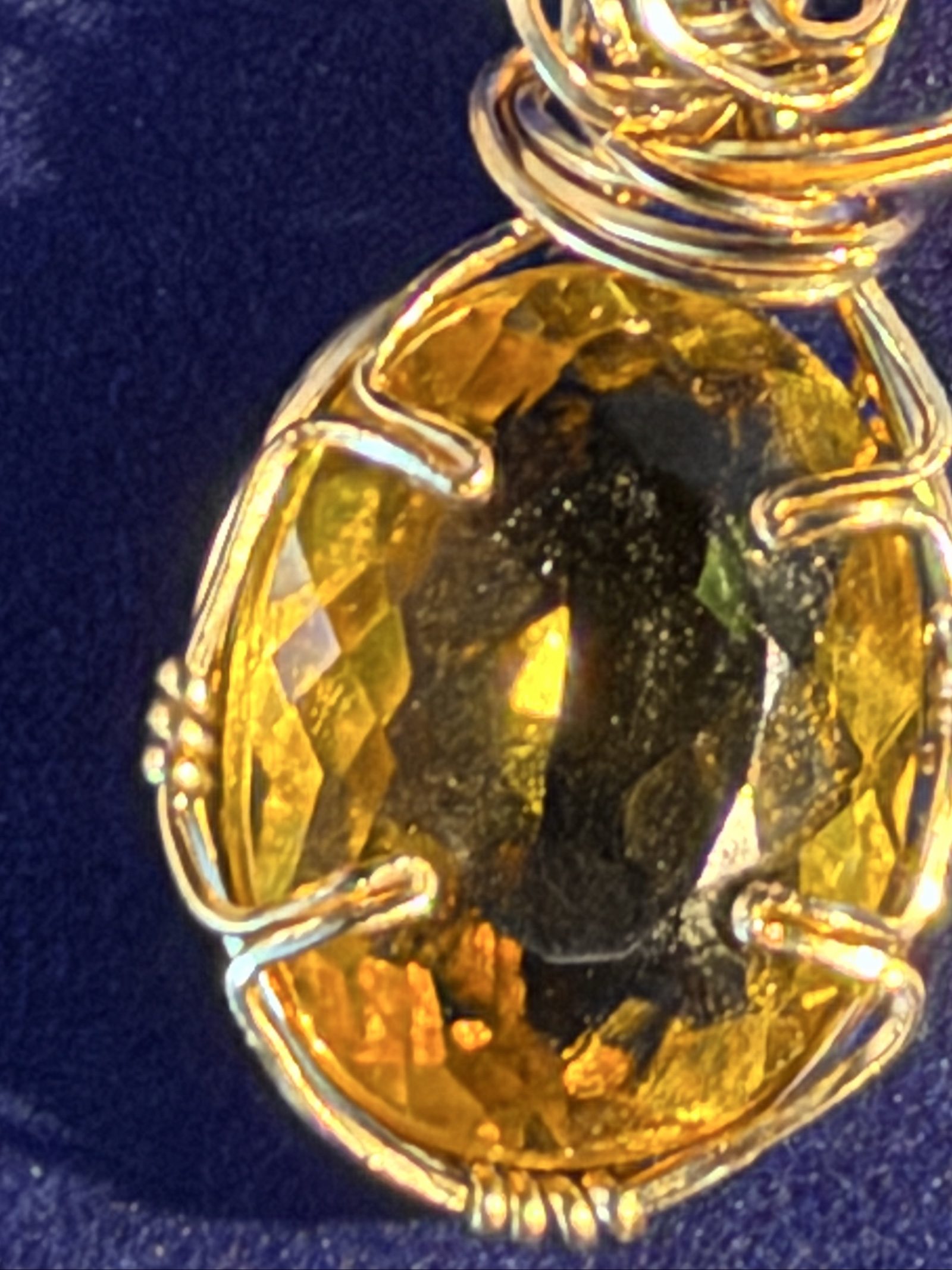 Handmade Yellow Crystal Wire Wrapped Pendant Necklace image 4