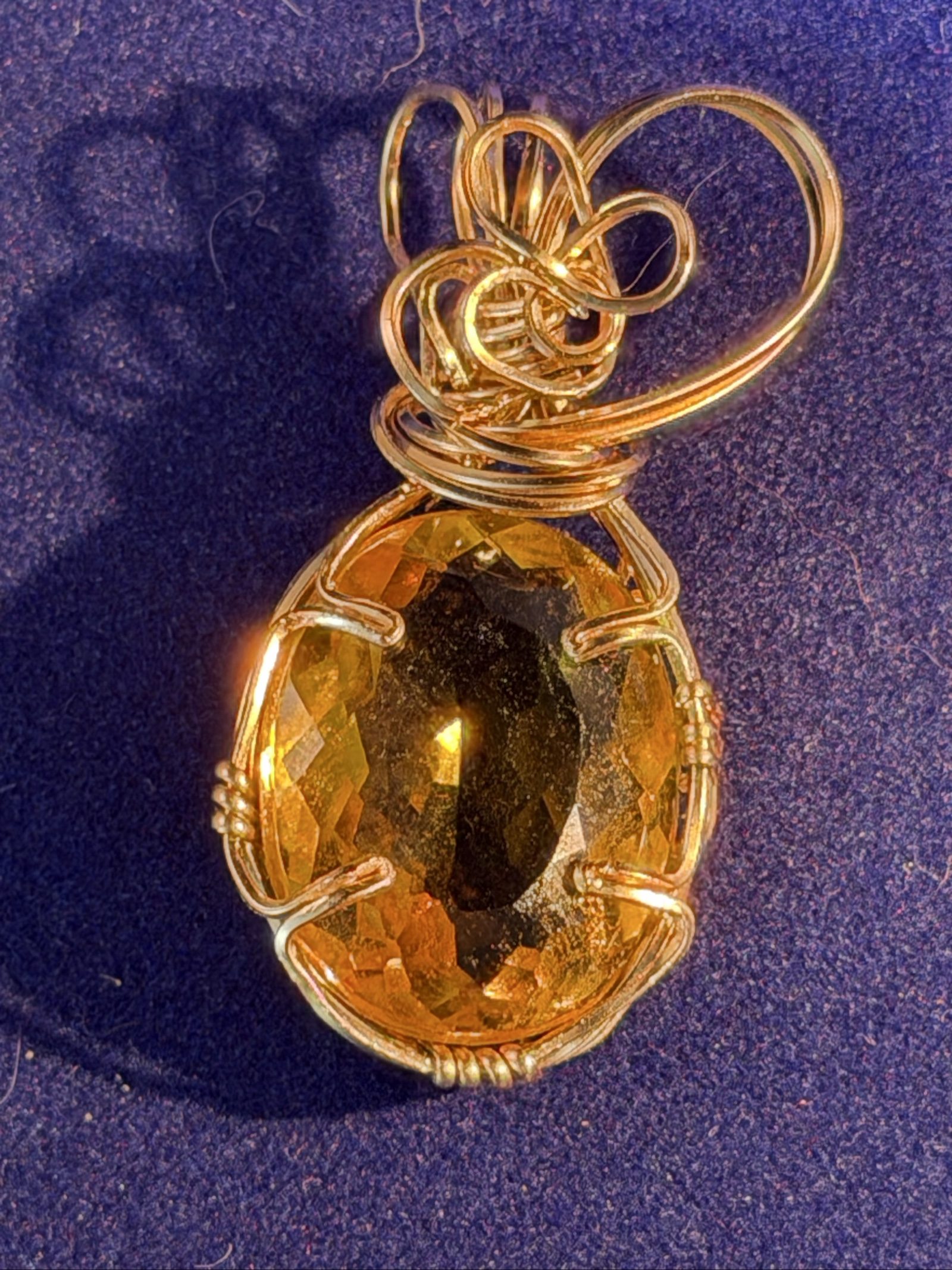 Handmade Yellow Crystal Wire Wrapped Pendant Necklace image 5