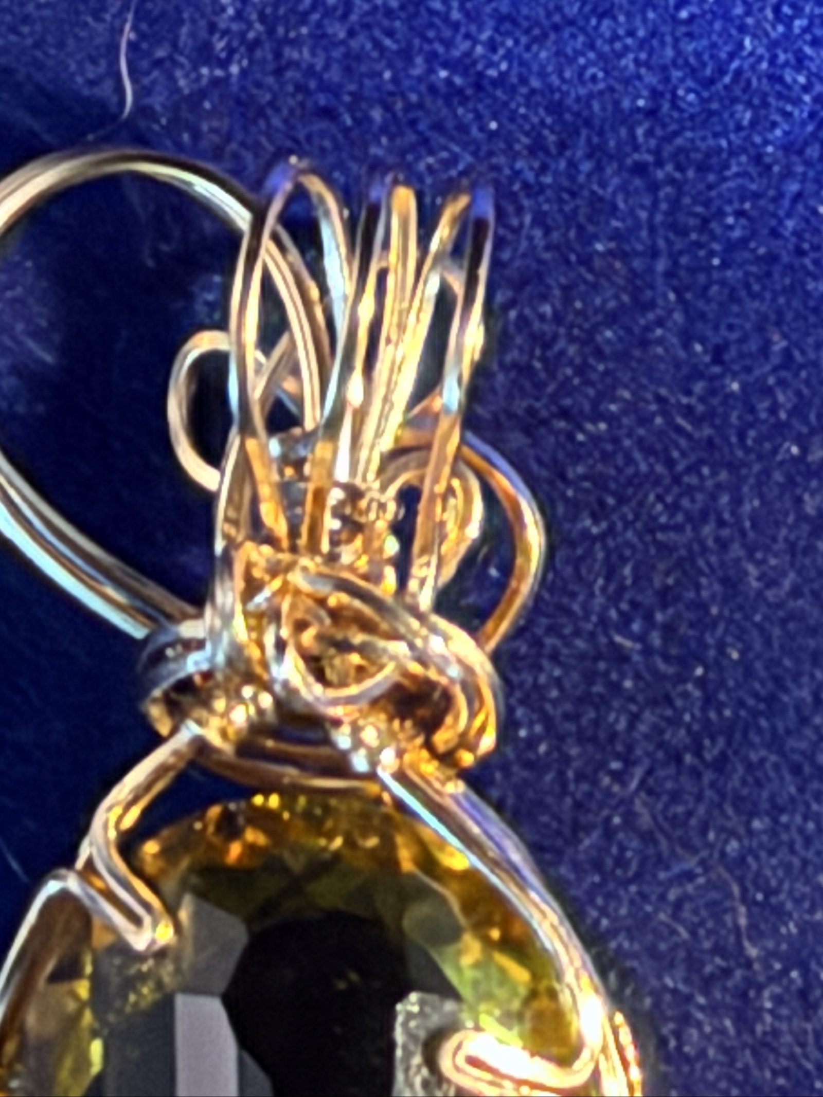 Handmade Yellow Crystal Wire Wrapped Pendant Necklace image 6