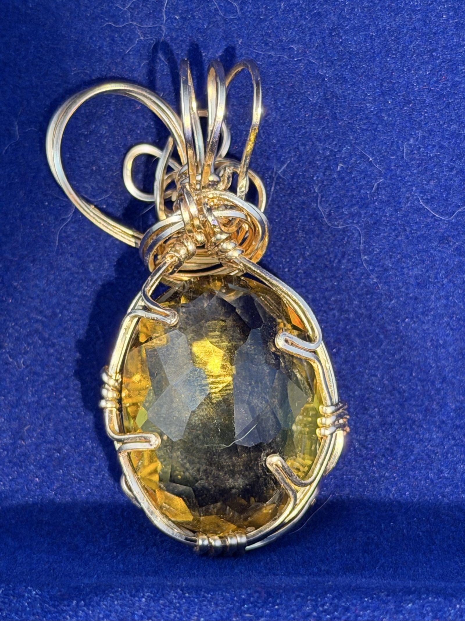 Handmade Yellow Crystal Wire Wrapped Pendant Necklace image 7