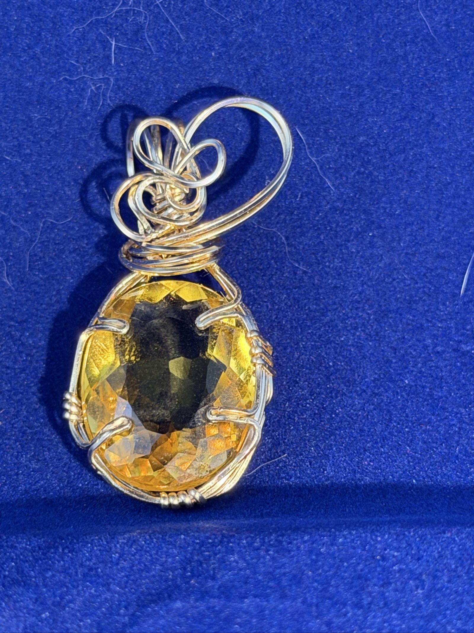 Handmade Yellow Crystal Wire Wrapped Pendant Necklace image 8