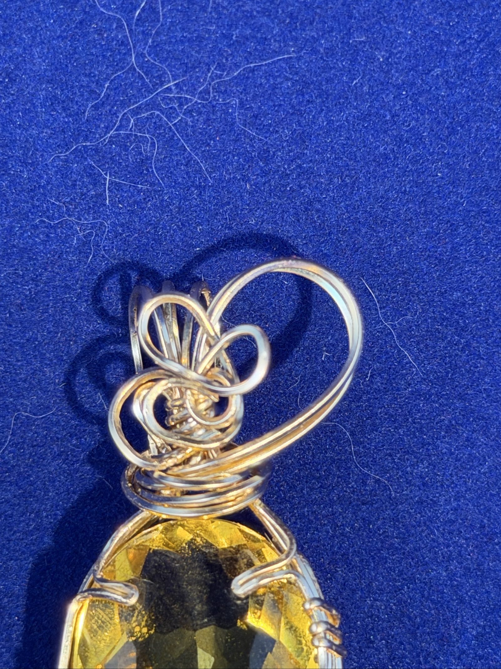 Handmade Yellow Crystal Wire Wrapped Pendant Necklace image 9