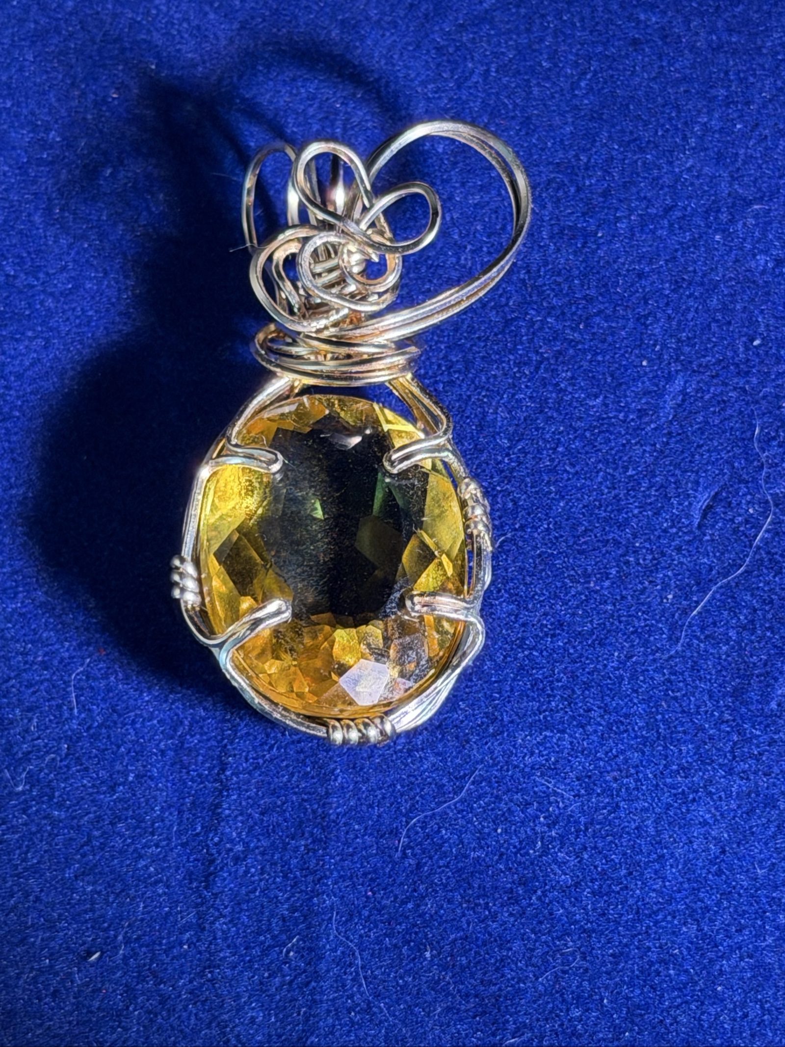 Handmade Yellow Crystal Wire Wrapped Pendant Necklace image 10