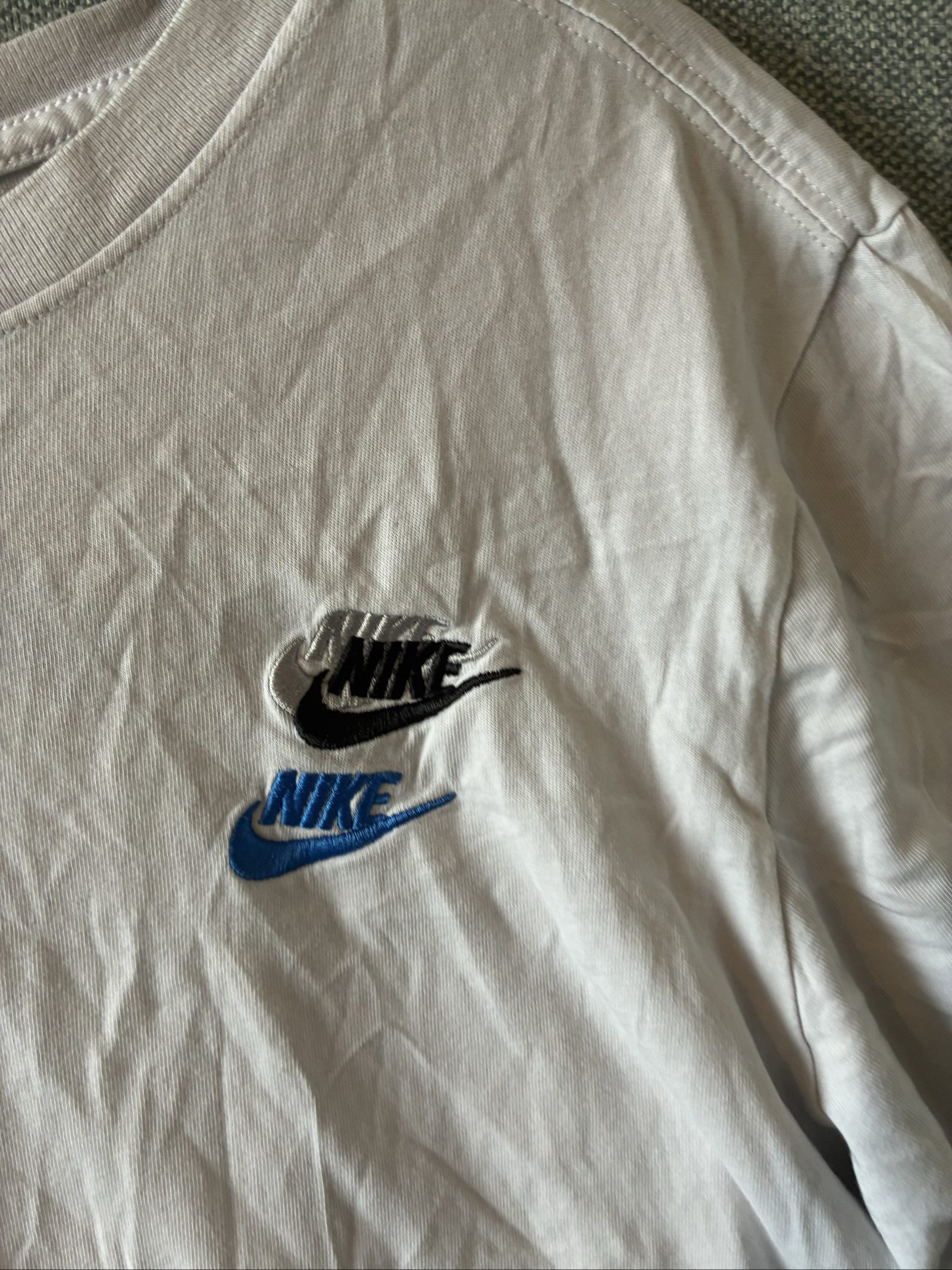 Nike White Multi Logo Embroidered Cotton T-Shirt Medium image 3