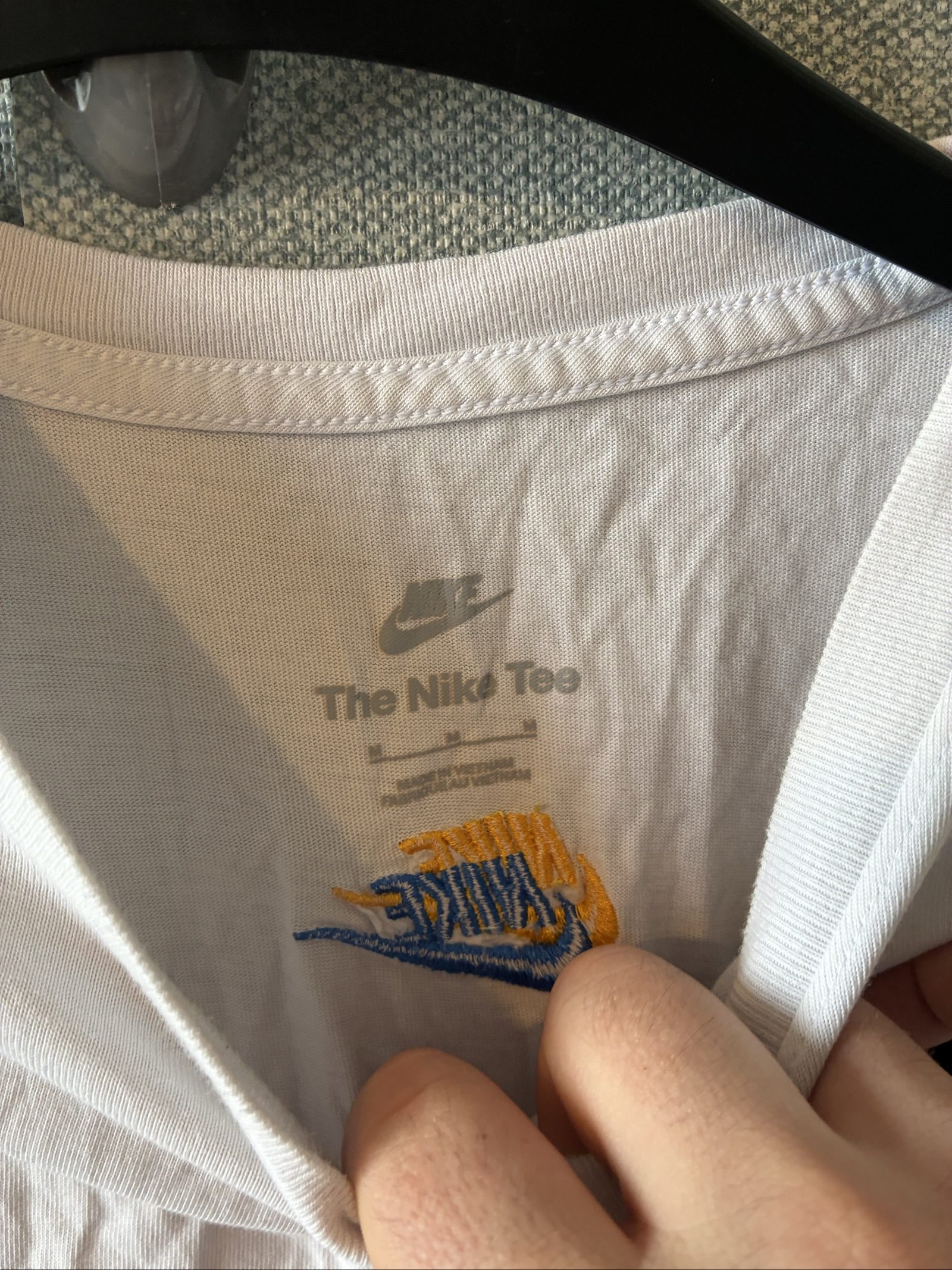 Nike White Multi Logo Embroidered Cotton T-Shirt Medium image 4