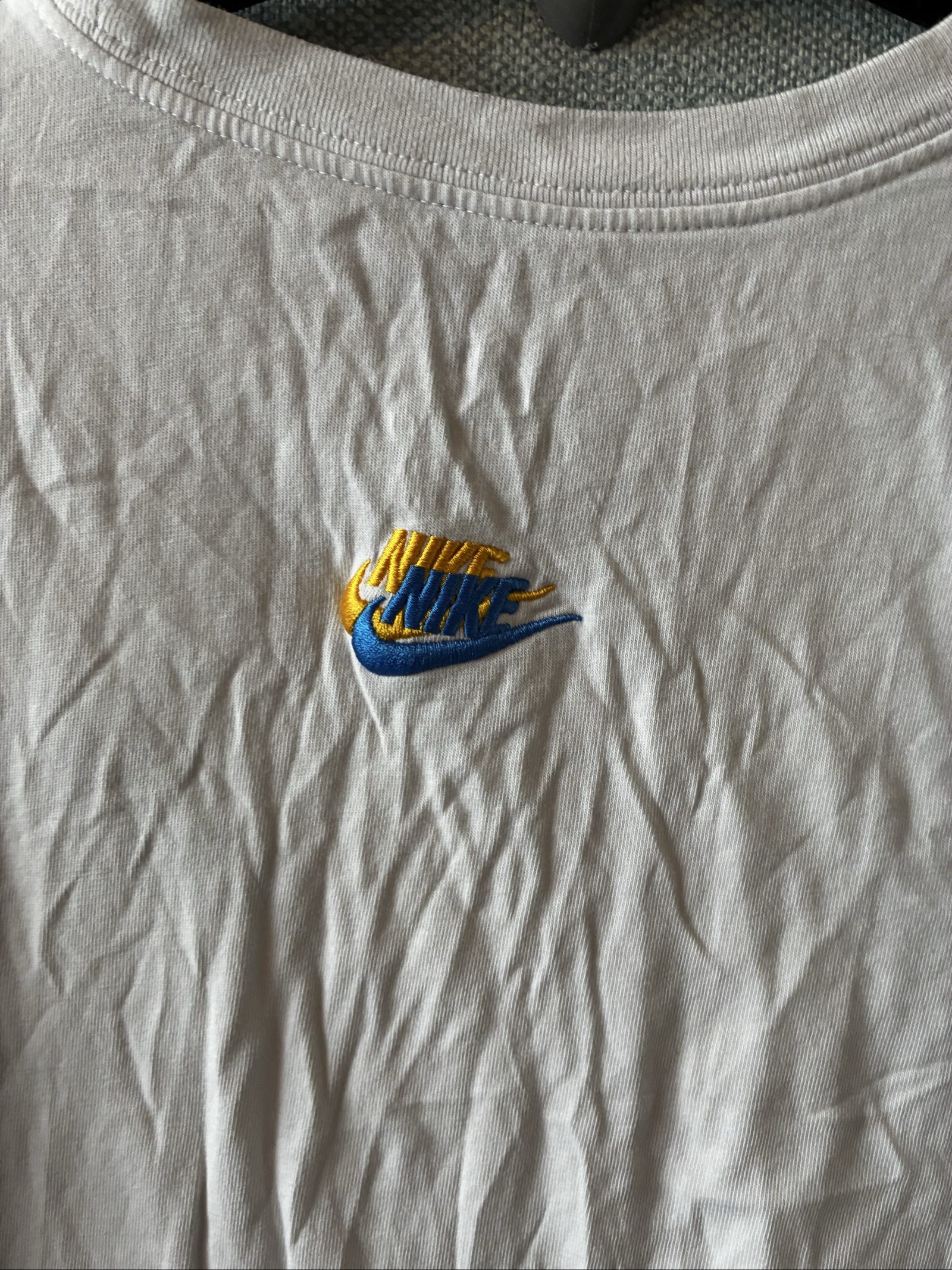 Nike White Multi Logo Embroidered Cotton T-Shirt Medium image 8