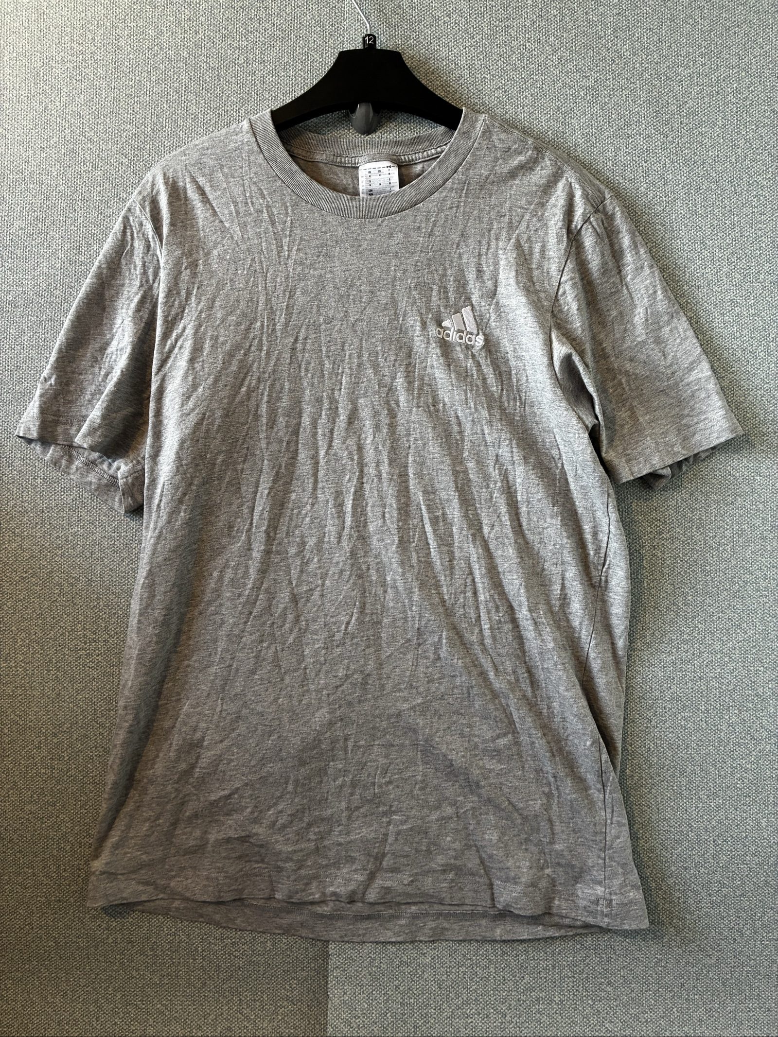 Adidas Grey Cotton T-Shirt Medium Embroidered Logo