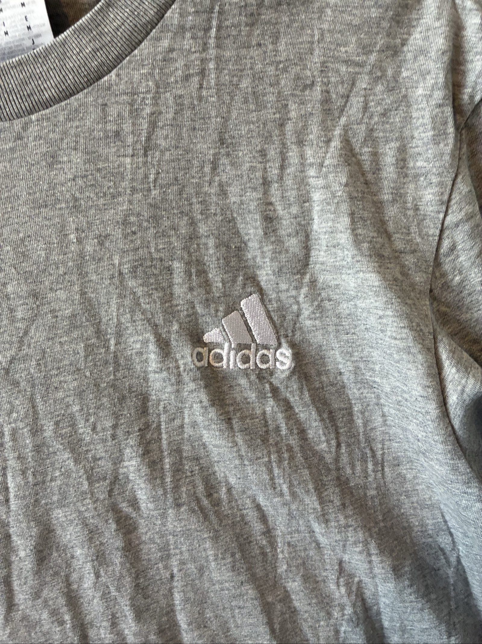 Adidas Grey Cotton T-Shirt Medium Embroidered Logo image 2